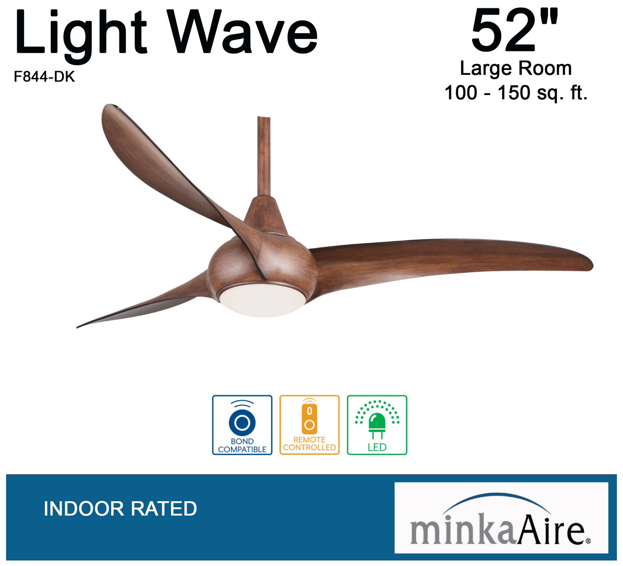 Image 6 Minka Aire Light Wave 52-inch LED Distressed Koa Ceiling Fan more views
