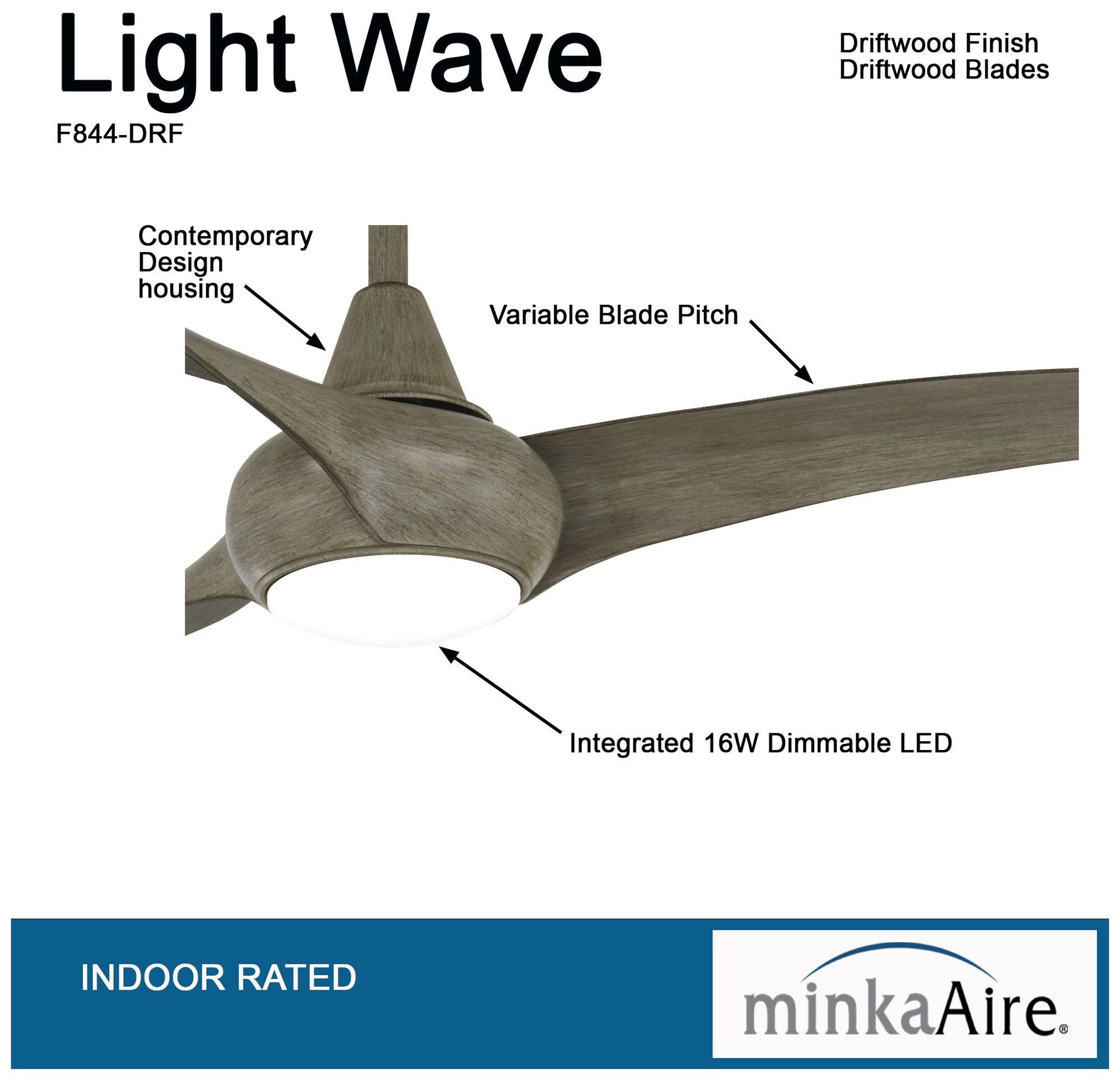 Image 3 Minka Aire Light Wave 52-inch LED Driftwood Ceiling Fan more views