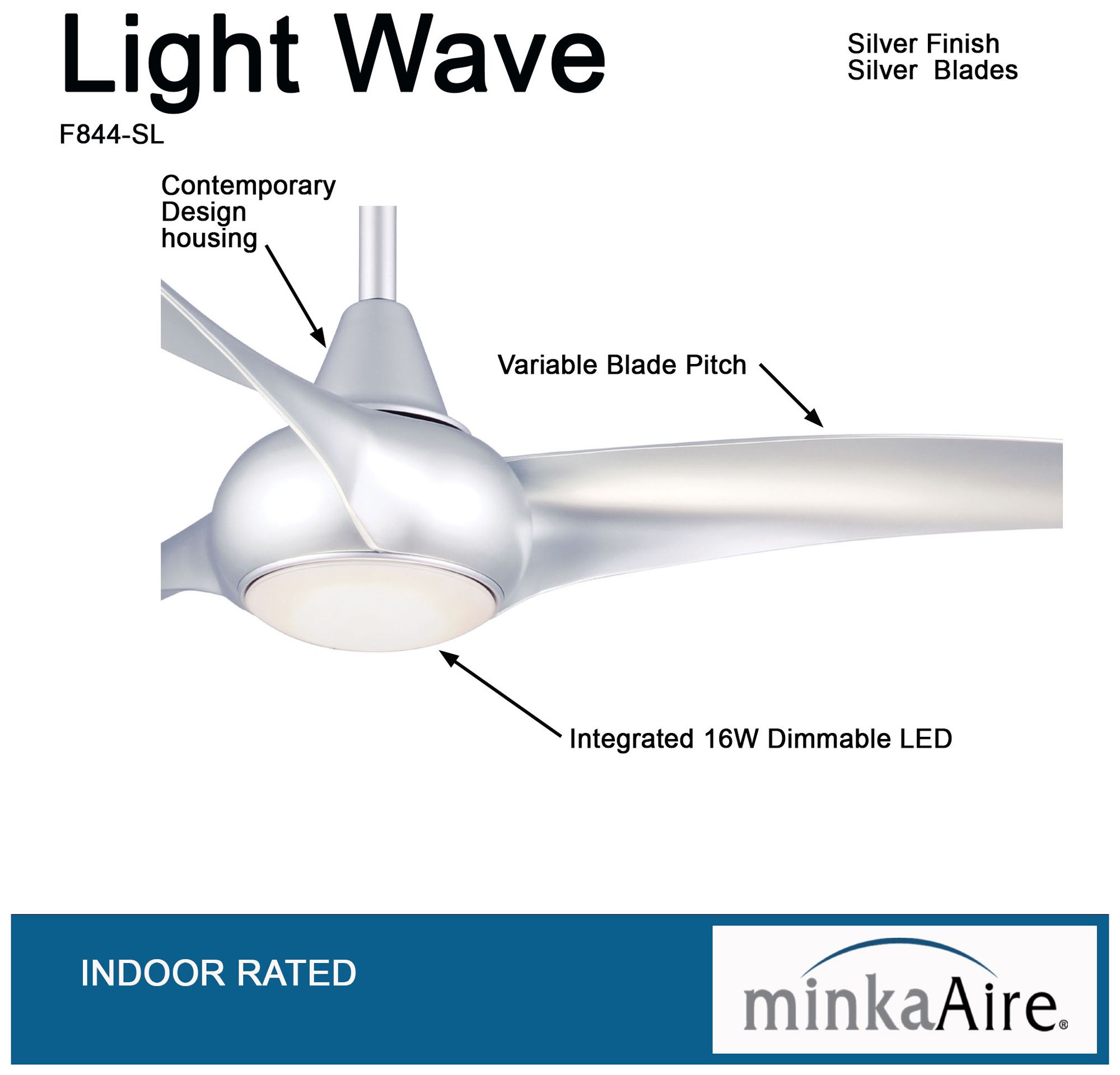Image 5 Minka Aire Light Wave 52-inch LED Silver Ceiling Fan more views