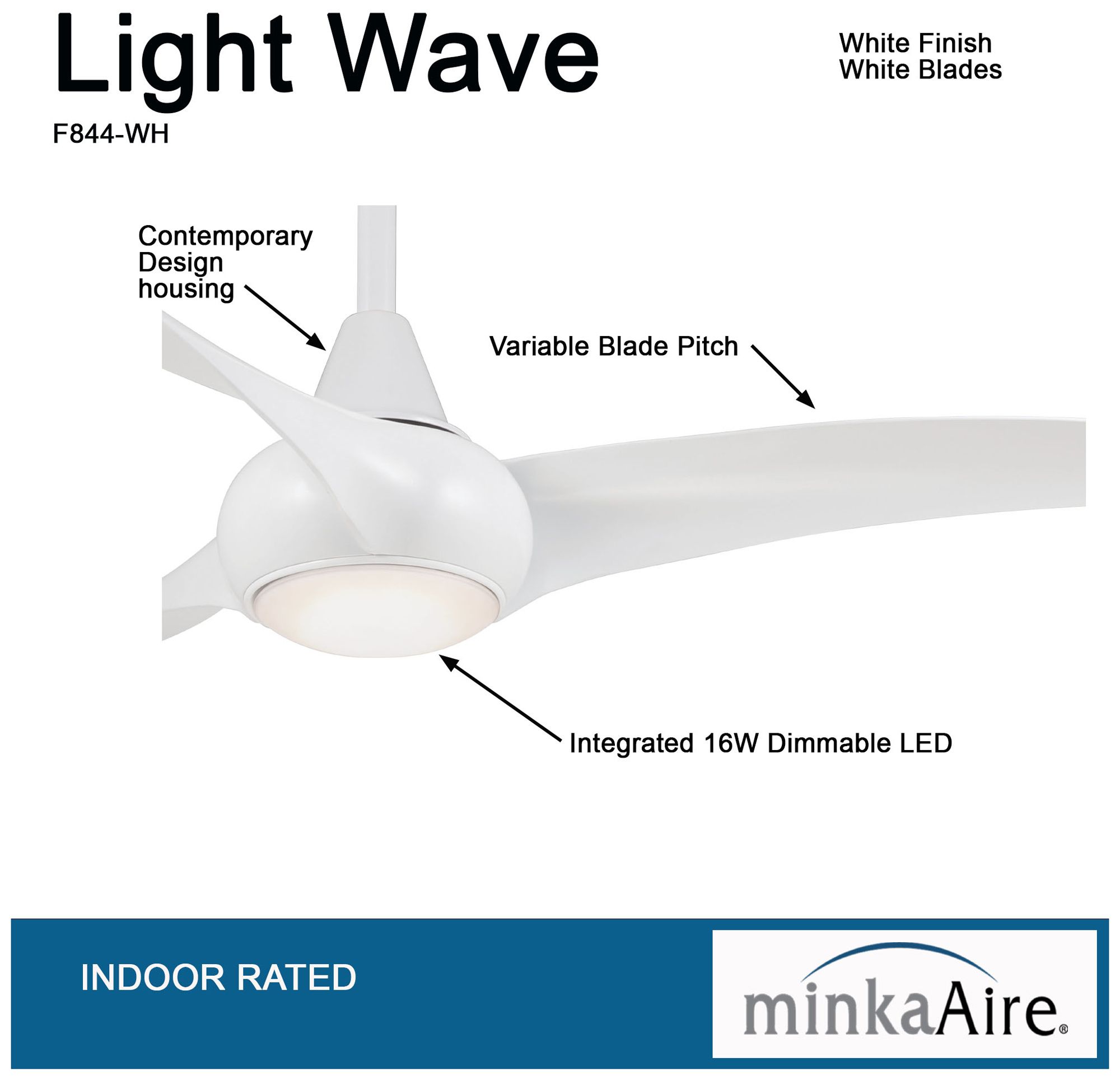 Image 5 Minka Aire Light Wave 52-inch LED White Ceiling Fan more views