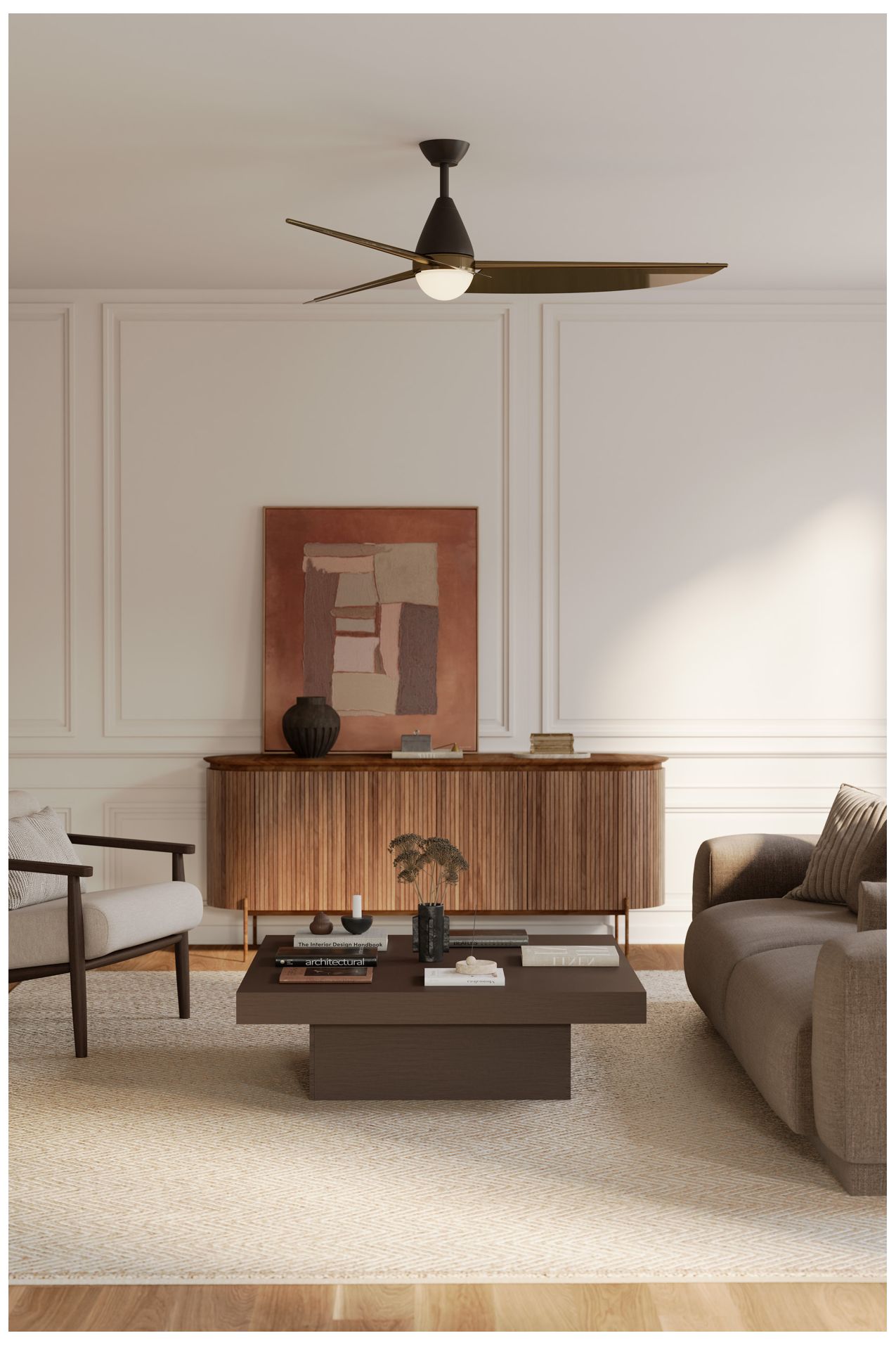 Image 4 Minka Aire Lirden 65-in CCT LED Dark Bronze and Brass 3-Blade Ceiling Fan more views