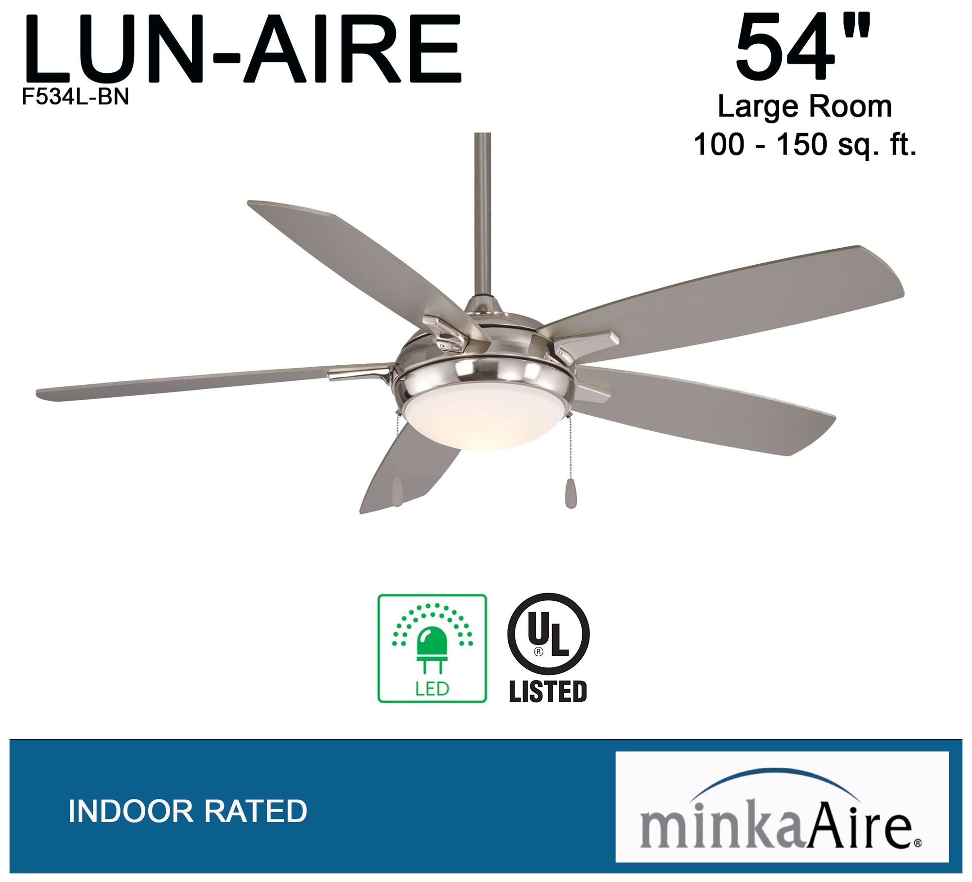 Image 7 Minka Aire Lun-Aire 54-inch LED Brushed Nickel Ceiling Fan more views