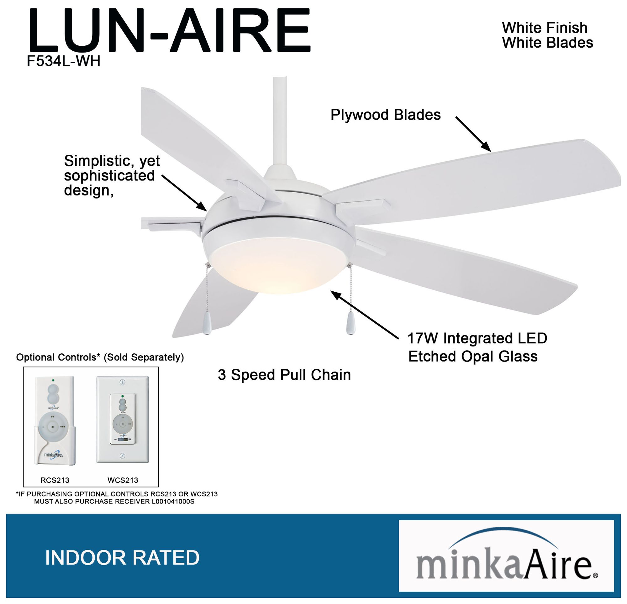 Image 5 Minka Aire Lun-Aire 54-inch LED White Ceiling Fan more views
