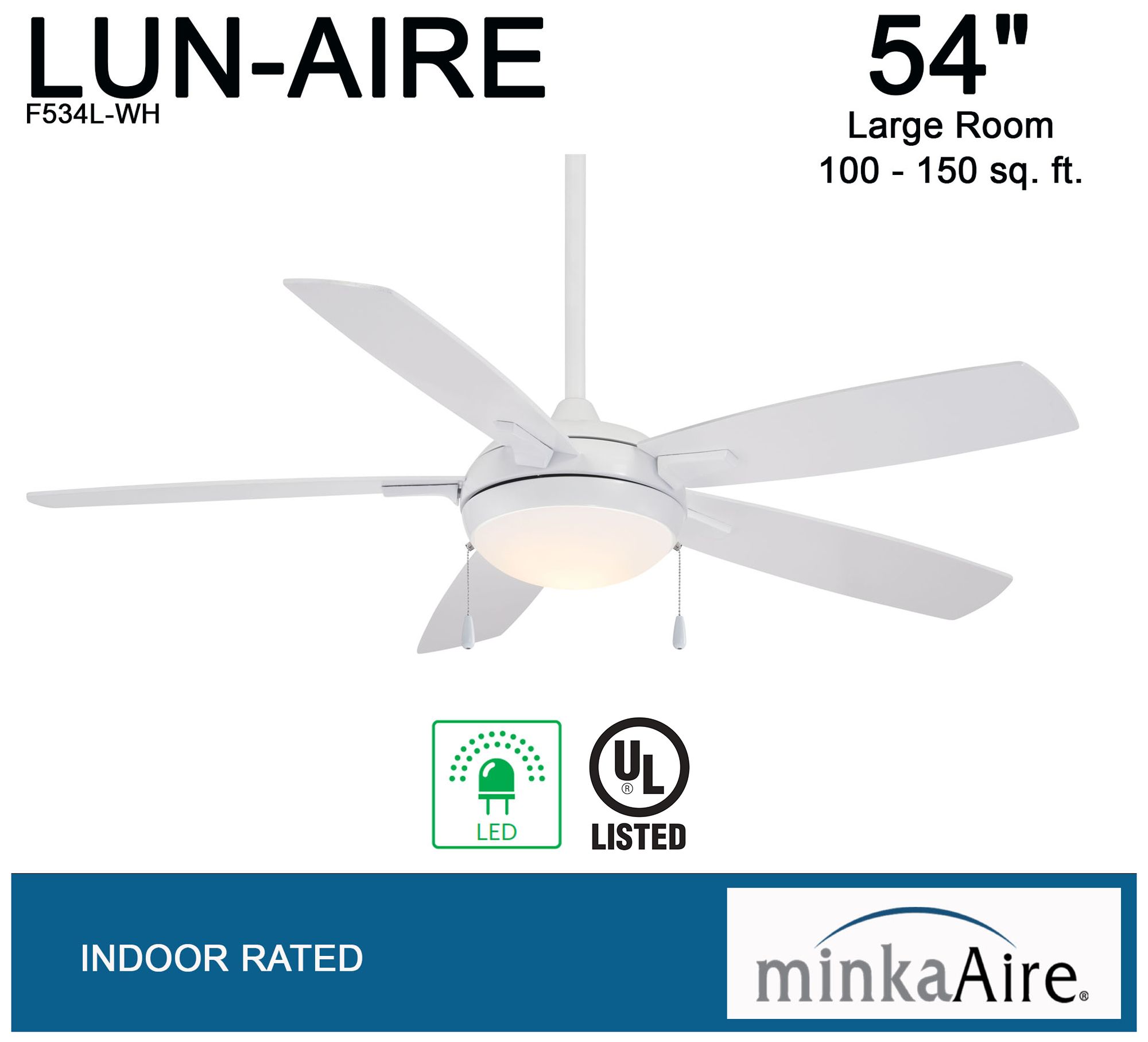 Image 7 Minka Aire Lun-Aire 54-inch LED White Ceiling Fan more views