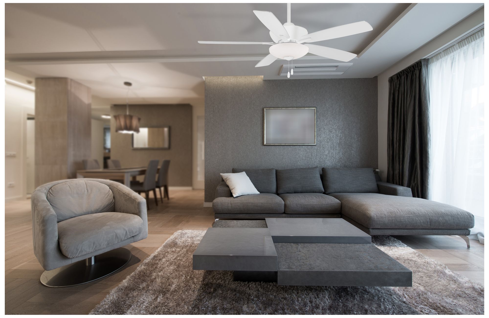 Image 7 Minka Aire Minute 52-in LED Flat White Damp Ceiling Fan more views