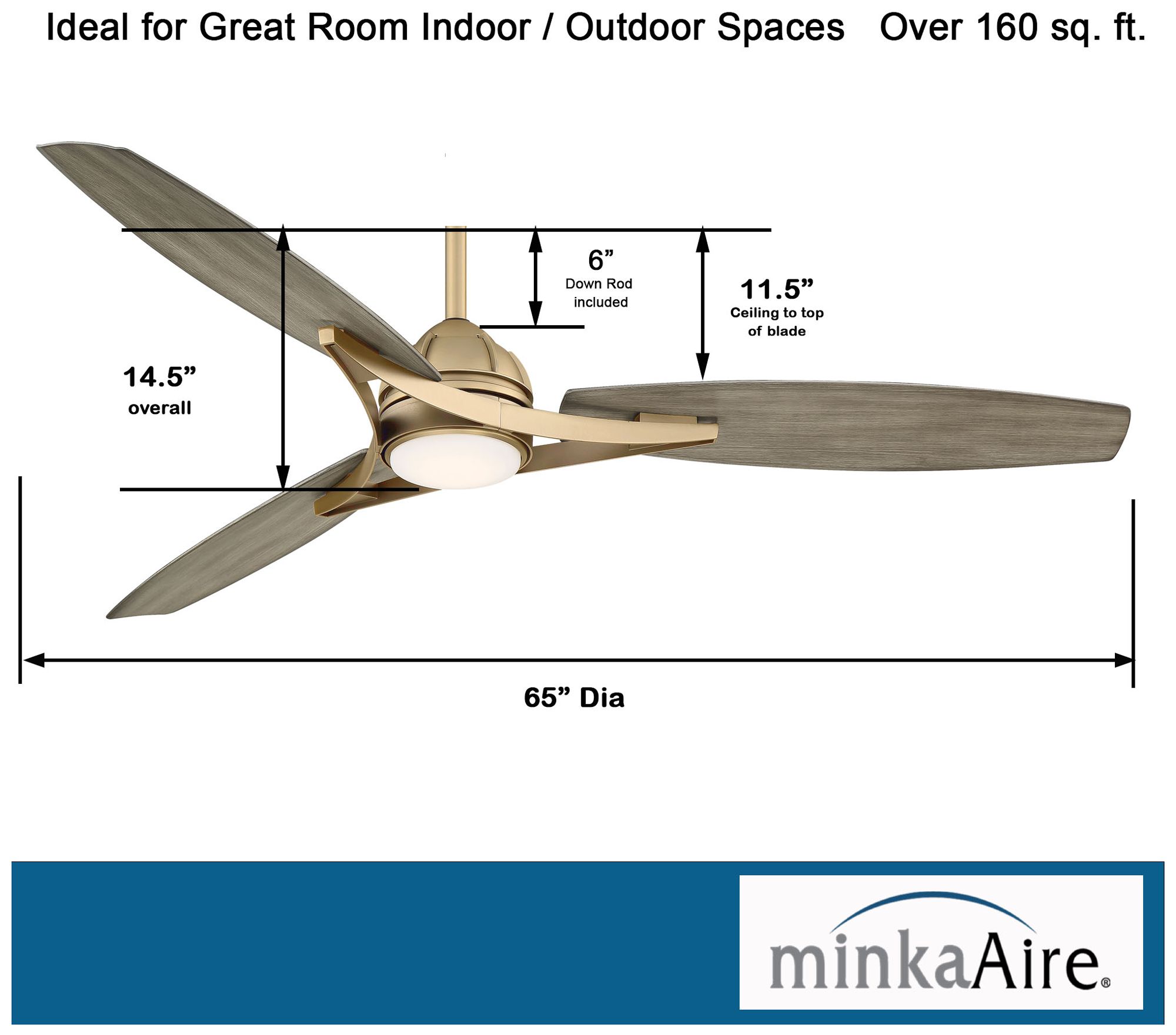 Image 5 Minka Aire Molino 65-inch LED Soft Brass Smart Outdoor Ceiling Fan more views