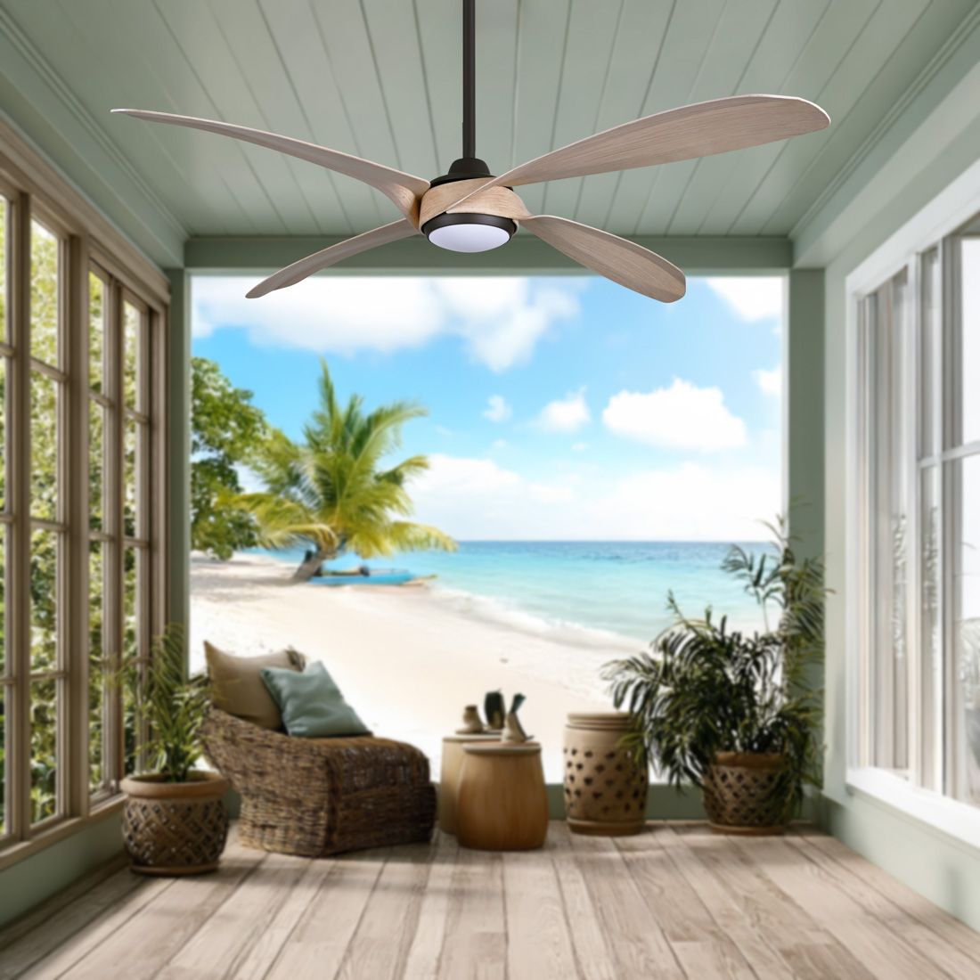 Image 4 Minka-Aire Mortyn 60-in LED Dark Bronze Indoor-Outdoor 4-Blade Ceiling Fan more views