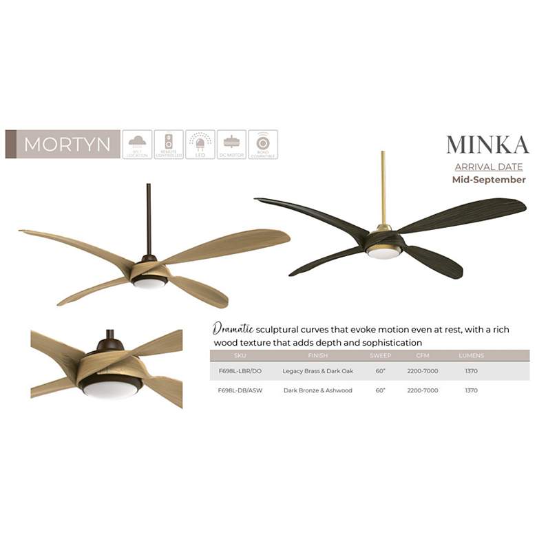 Image 3 Minka-Aire Mortyn 60-in LED Legacy Brass Indoor/Outdoor 4-Blade Ceiling Fan more views