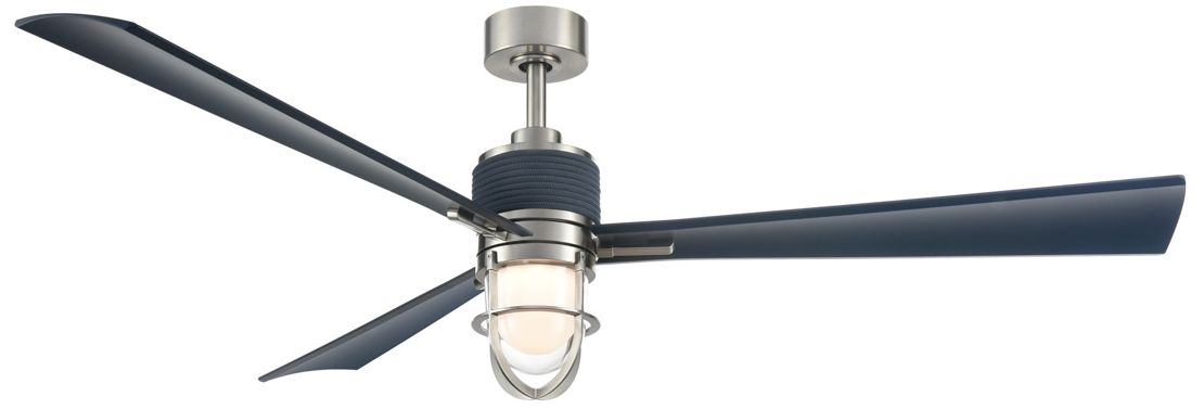 Image 7 Minka Aire Nauticus 65-in LED Brush Nickel Wet and Navy Outdoor Ceiling Fan more views
