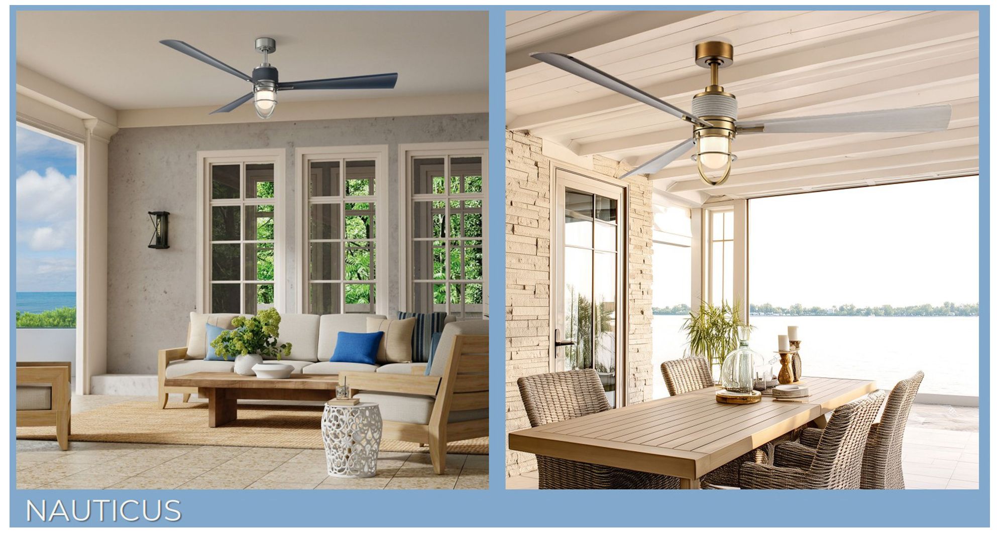 Minka Aire Nauticus 65-in LED Brushed Nickel Wet Outdoor Smart Ceiling Fan