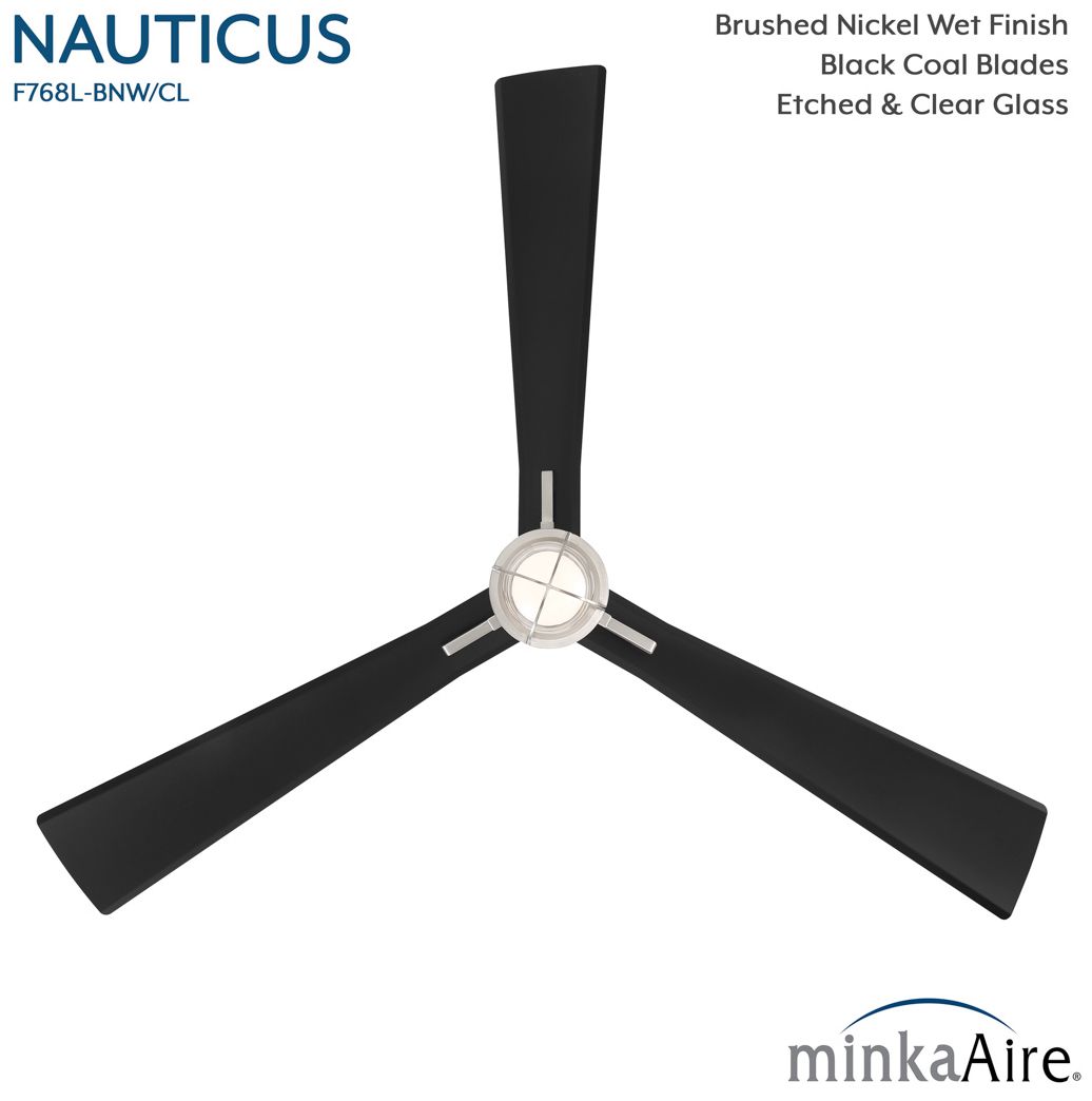 Image 5 Minka Aire Nauticus 65in LED Brush Nickel Wet and Black Outdoor Ceiling Fan more views