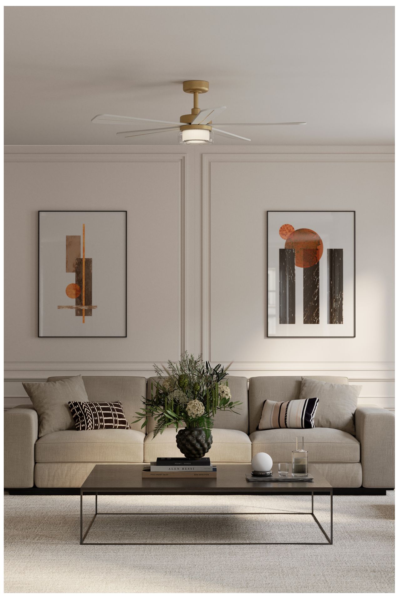 Image 4 Minka Aire Nellora 52-in CCT LED Legacy Brass Indoor 5-Blade Ceiling Fan more views
