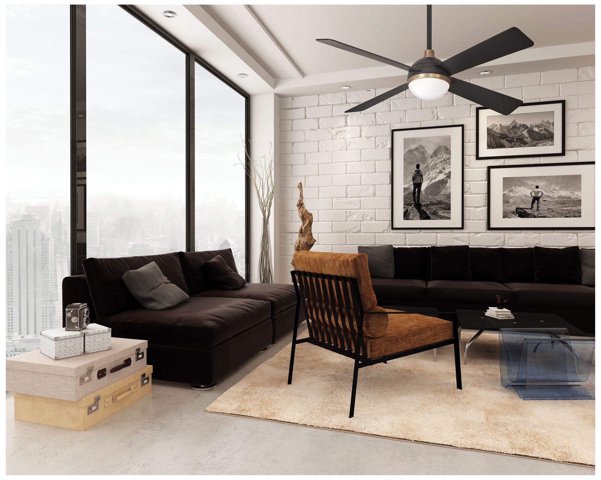 Minka Aire Orb 54-inch LED Brushed Carbon and Brass Ceiling Fan