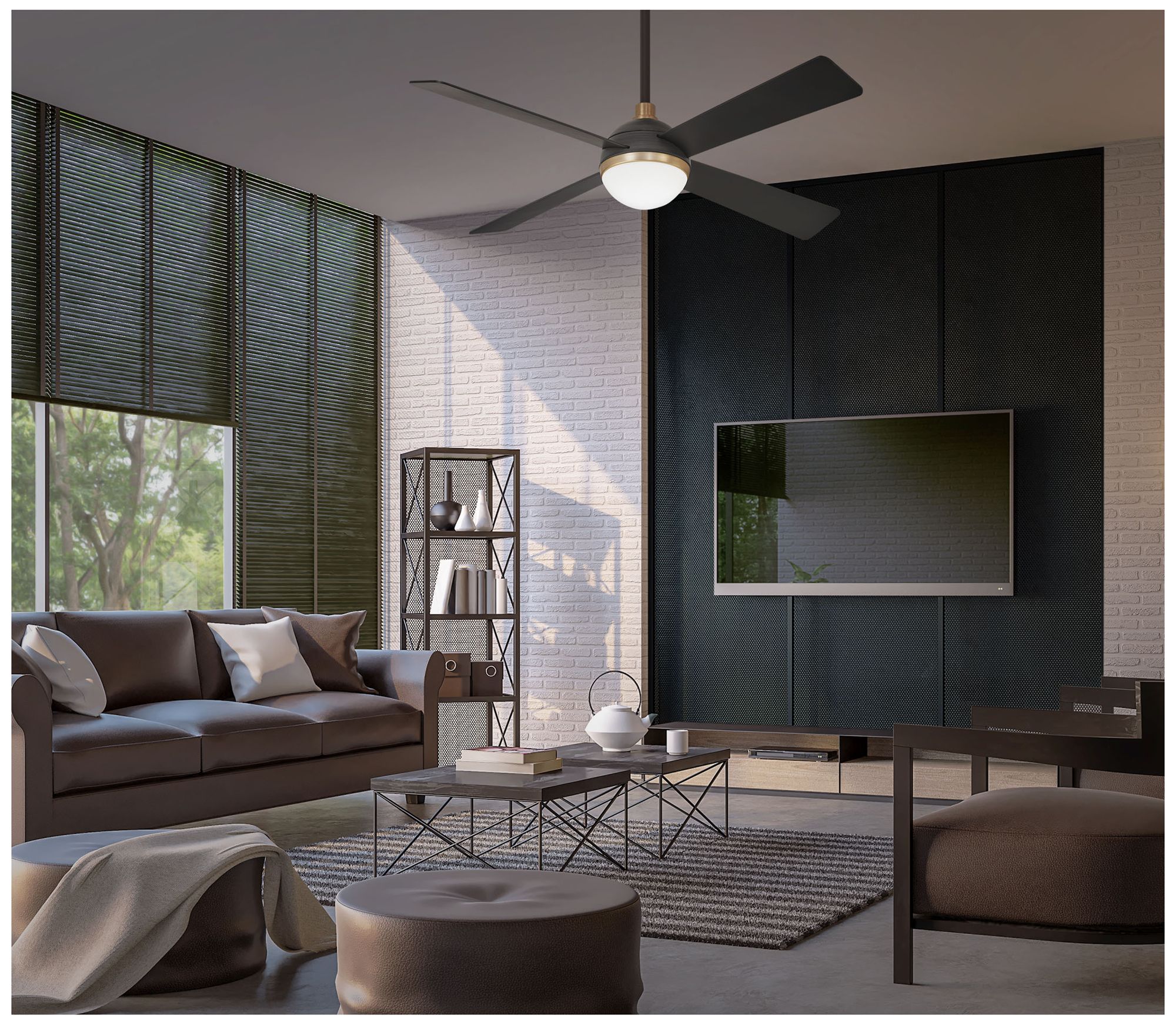 Minka Aire Orb 54-inch LED Brushed Carbon and Brass Ceiling Fan