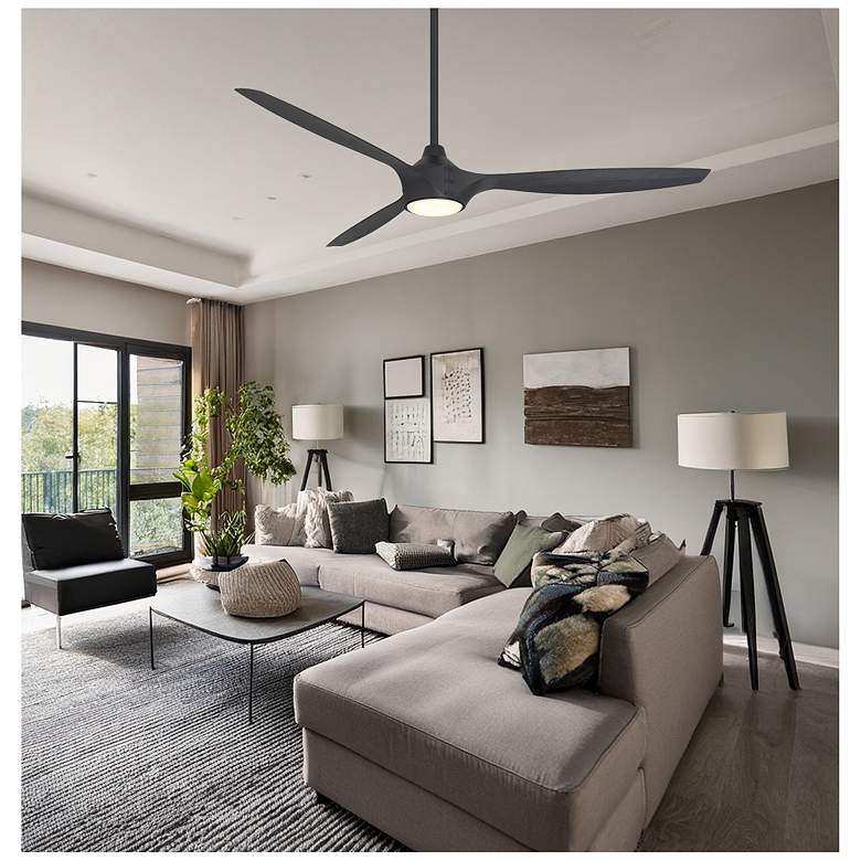 Image 5 Minka-Aire Pierce 65-in LED Coal Black Indoor 3-Blade Smart Ceiling Fan more views