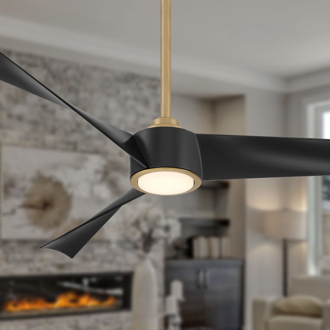 Image 3 Minka-Aire Pike 56-in LED Legacy Brass 3-Blade Ceiling Fan with Remote more views
