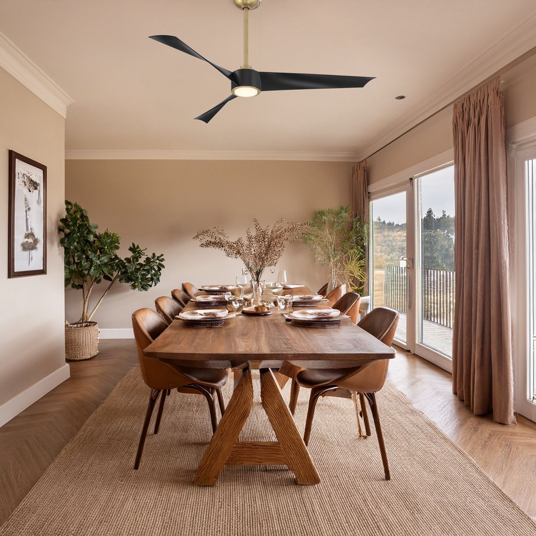 Image 6 Minka-Aire Pike 56-in LED Legacy Brass 3-Blade Ceiling Fan with Remote more views