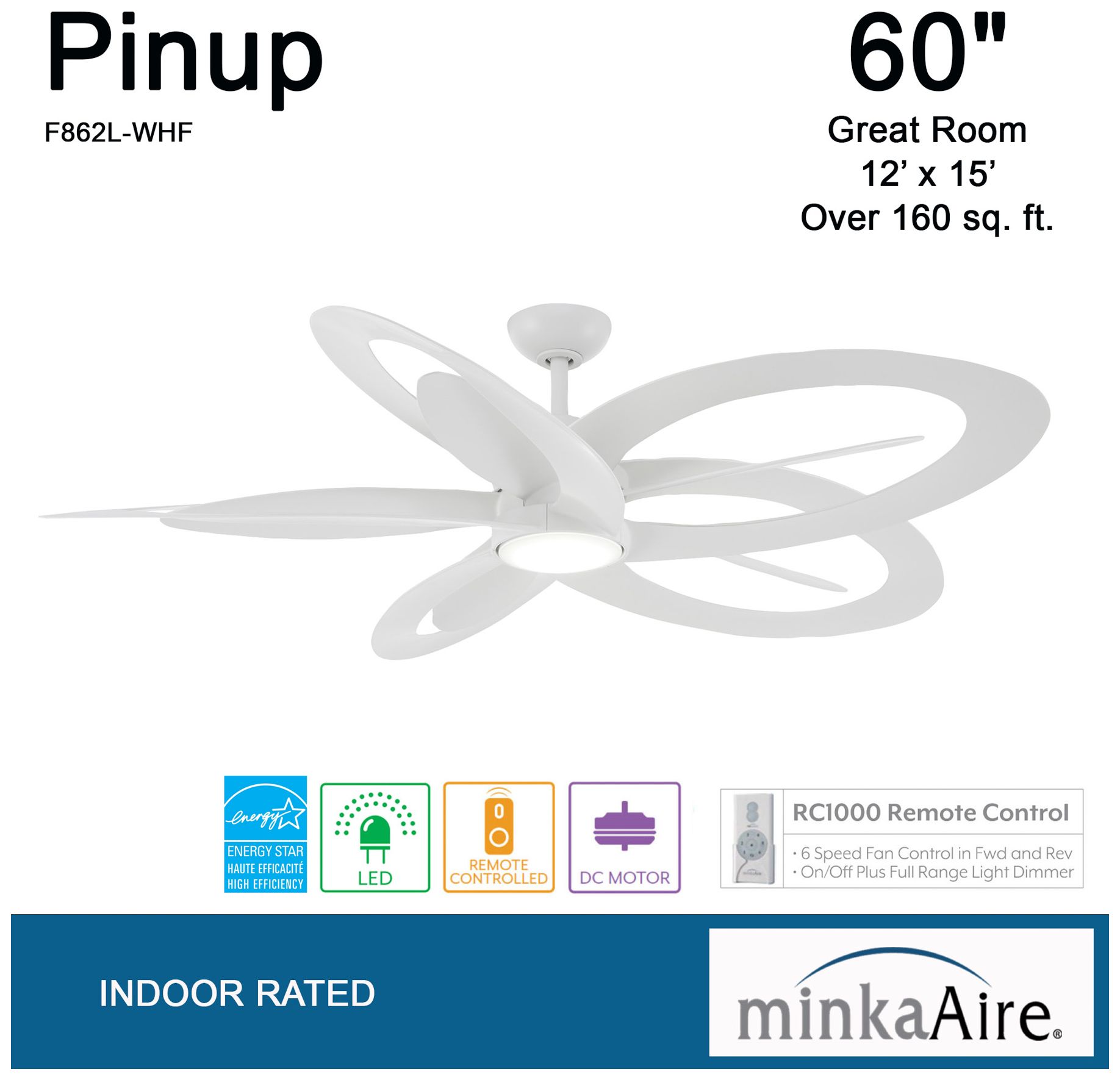 Image 6 Minka Aire Pinup 1-Light LED Flat White Ceiling Fan more views