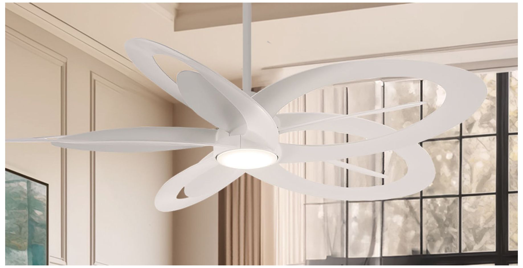 Minka Aire Pinup 1-Light LED Flat White Ceiling Fan in scene