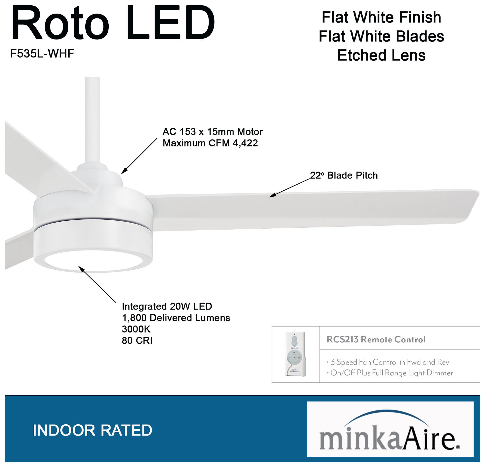 Image 4 Minka Aire Roto 52-inch LED Flat White Ceiling Fan with Remote Control more views