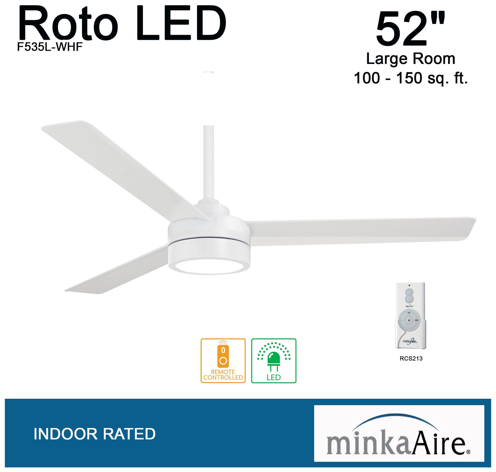 Image 5 Minka Aire Roto 52-inch LED Flat White Ceiling Fan with Remote Control more views