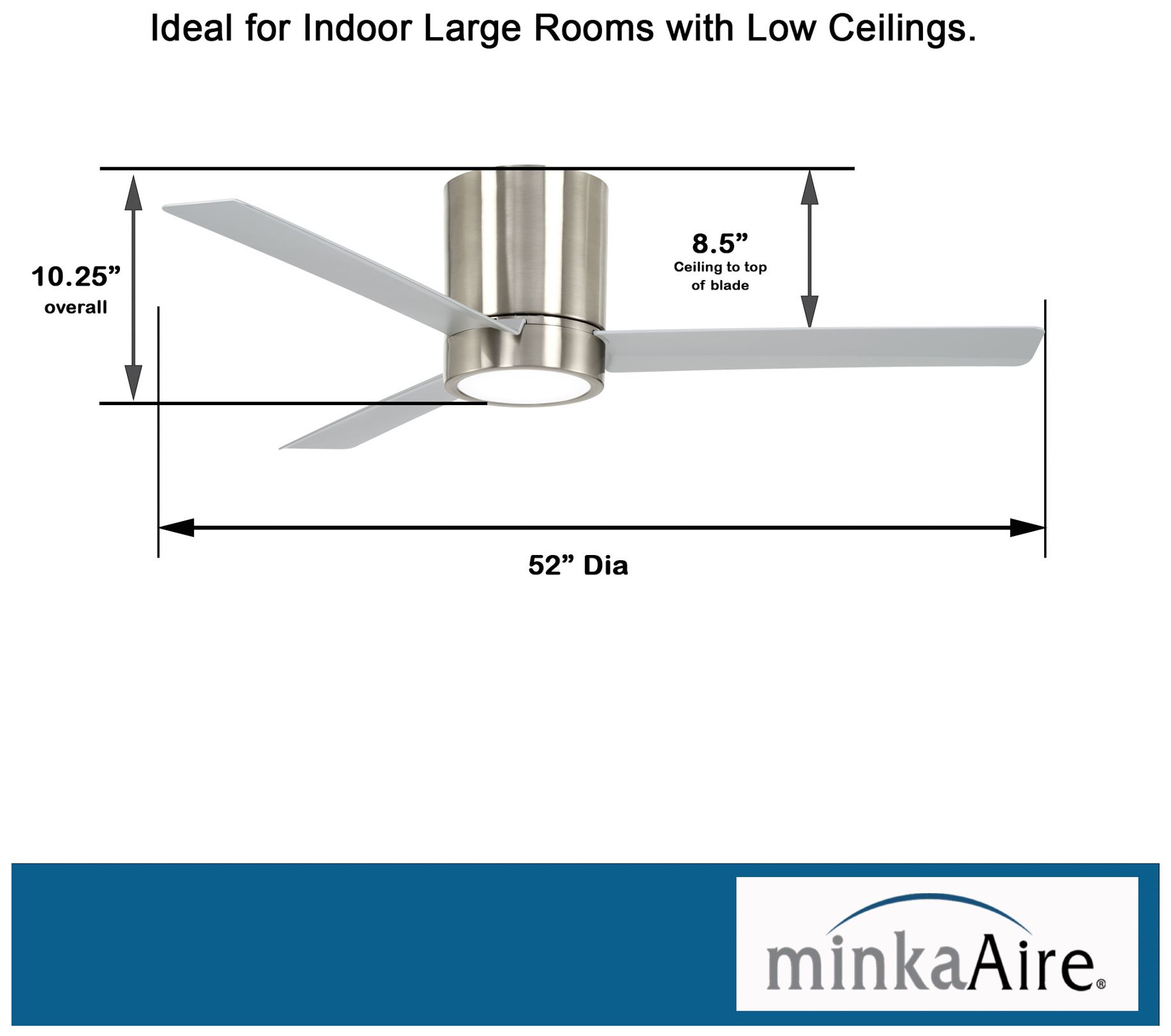 Minka-Aire Roto Flush 52-inch LED Brushed Nickel Flush Mount Ceiling Fan