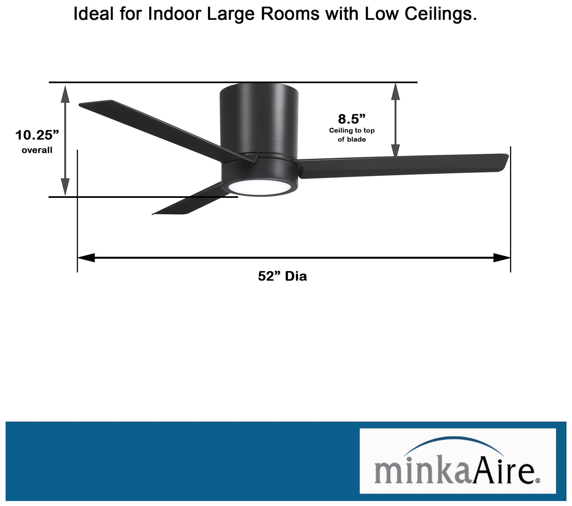 Minka-Aire Roto Flush 52-inch LED Coal Black Flush Mount Ceiling Fan