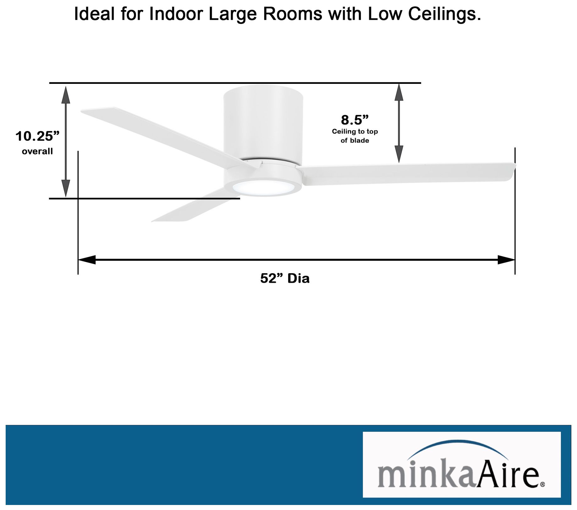 Minka-Aire Roto Flush 52-inch LED Flat White Flush Mount Ceiling Fan