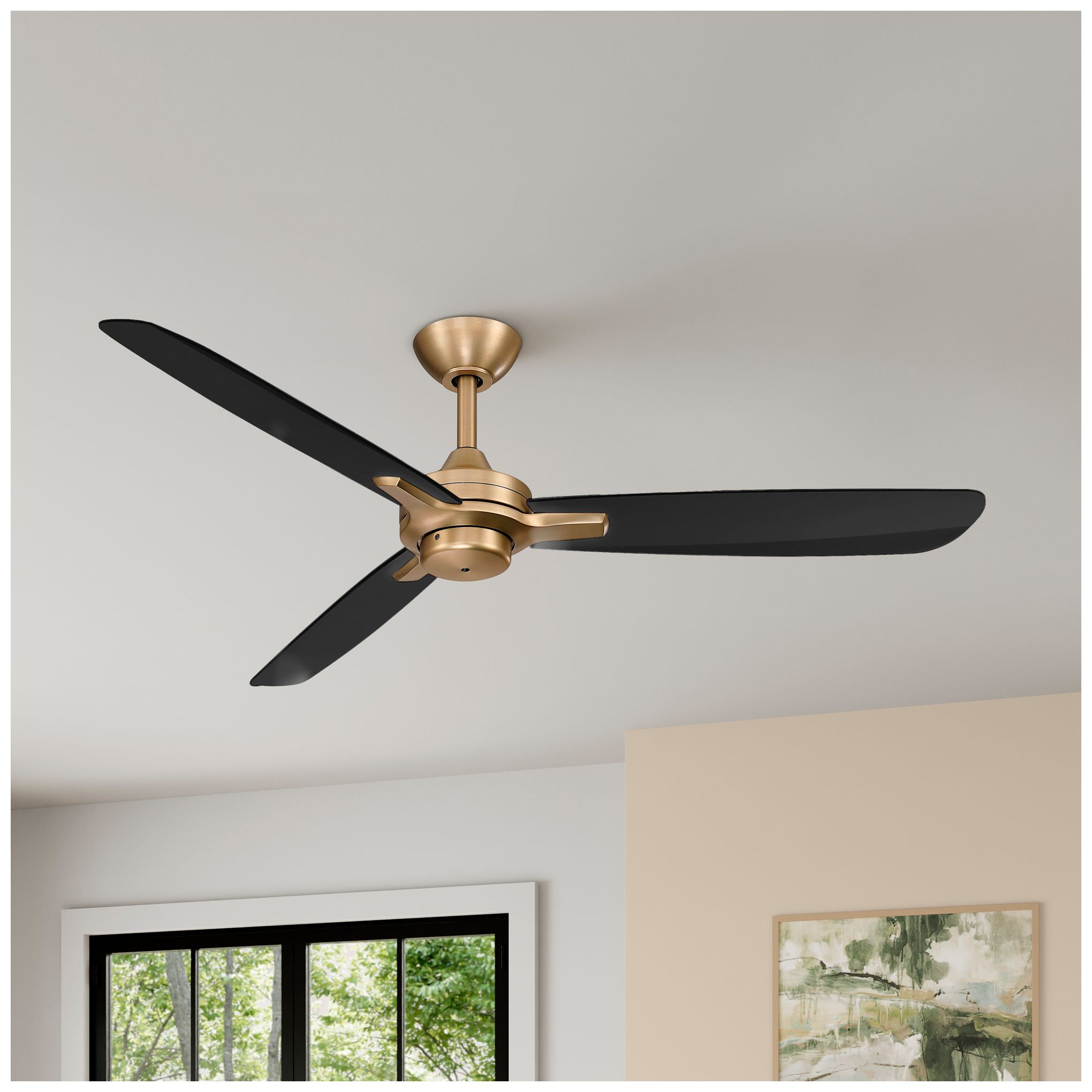 Image 2 Minka-Aire Rudolph 52-in Brushed Brass and Black 3-Blades Ceiling Fan more views