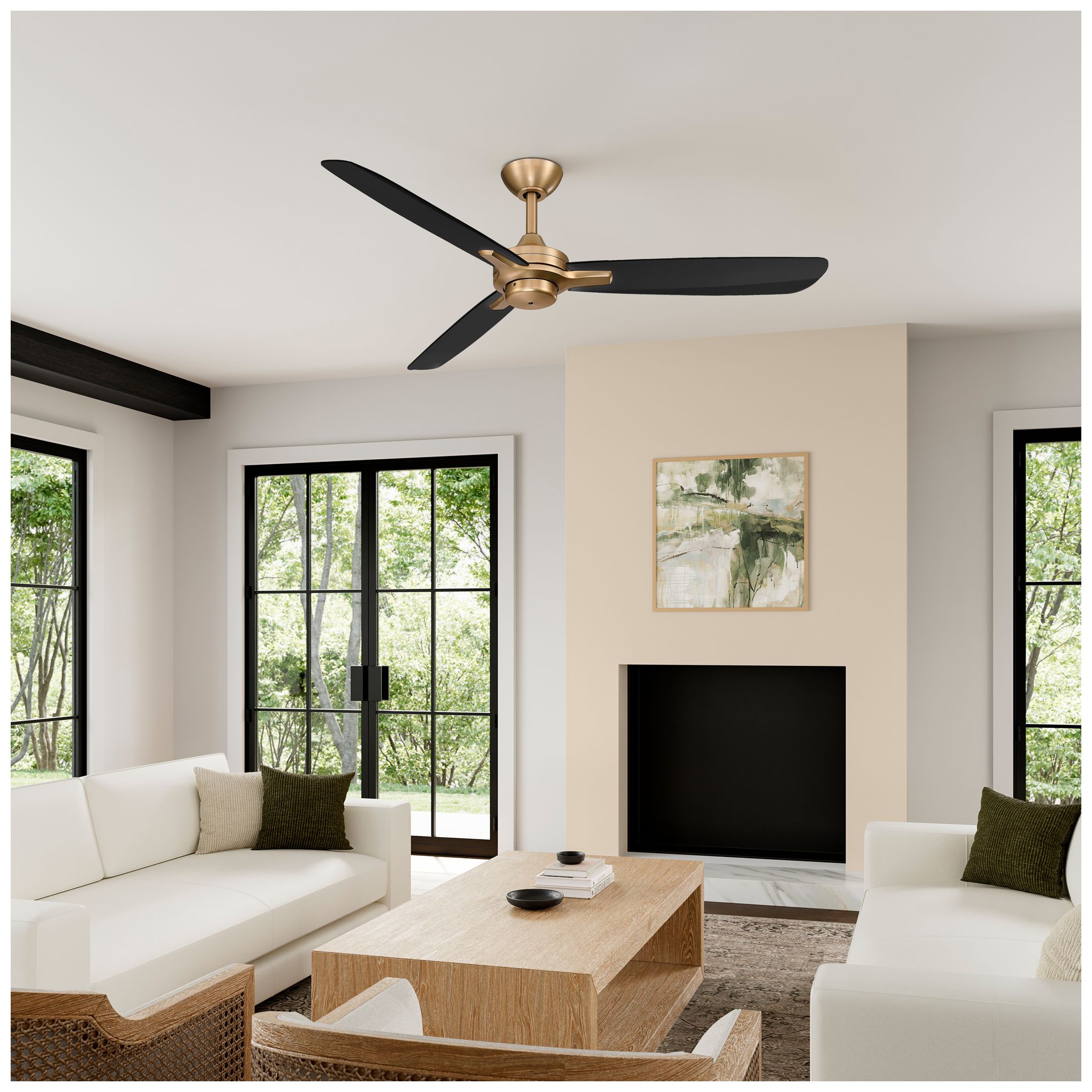 Image 4 Minka-Aire Rudolph 52-in Brushed Brass and Black 3-Blades Ceiling Fan more views