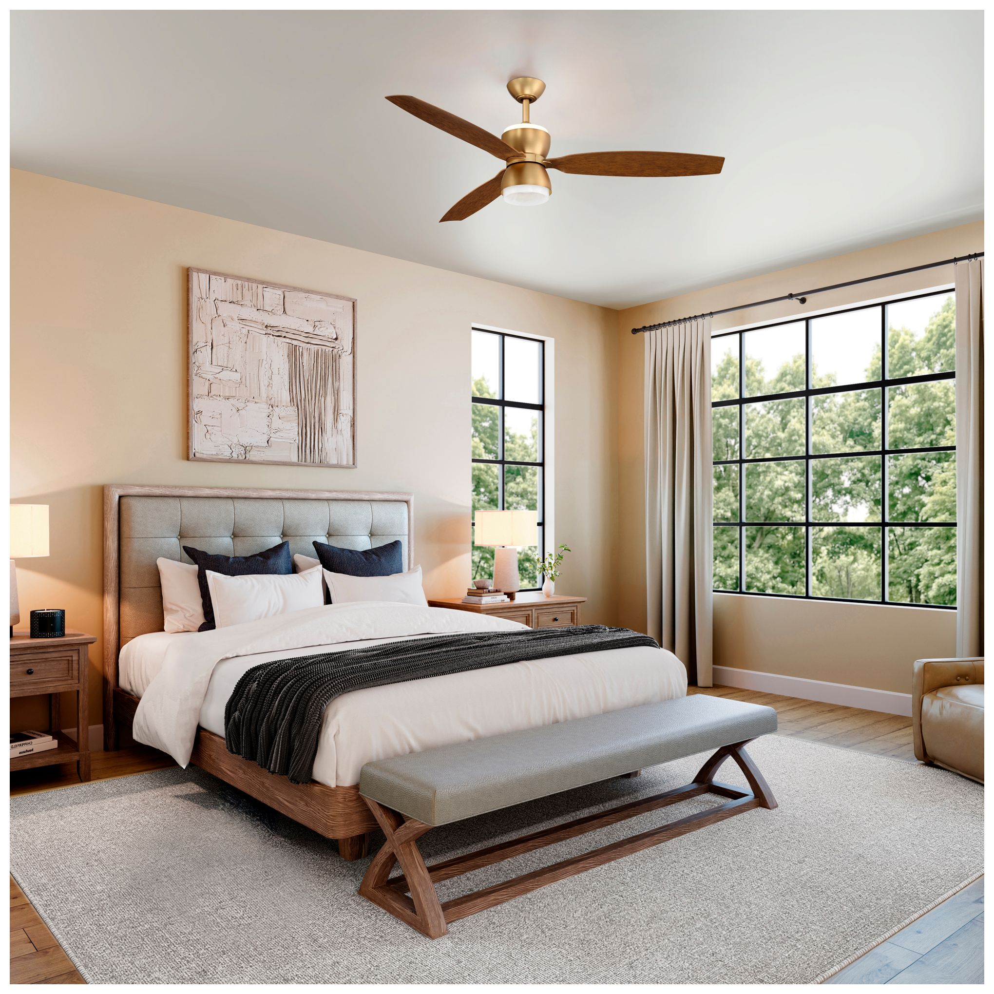 Image 4 Minka-Aire Sandfell 56-in LED Heritage Brass 3-Blades Ceiling Fan more views
