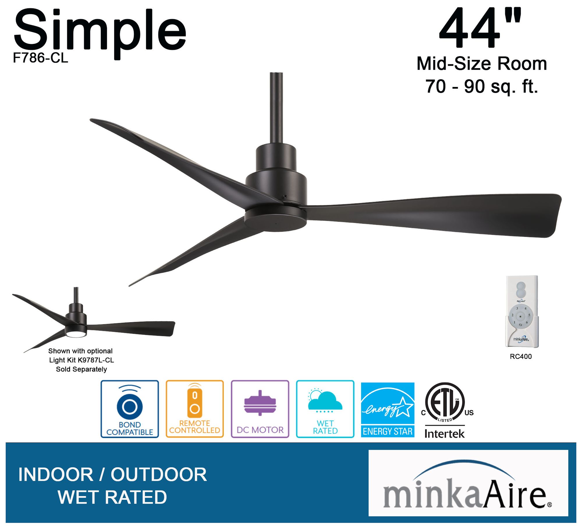 Image 7 Minka Aire Simple 44-inch Coal Outdoor Ceiling Fan more views