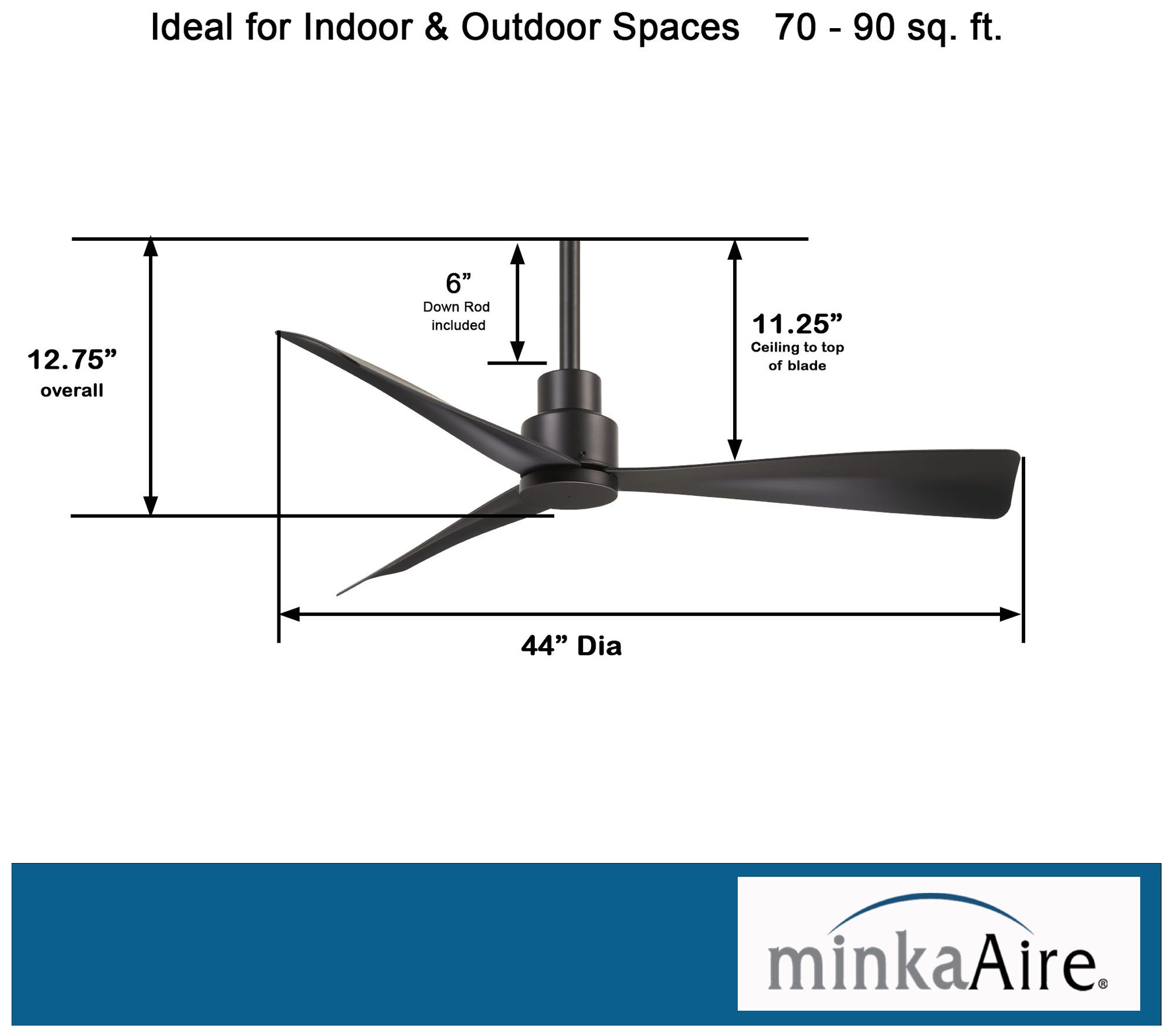 Minka Aire Simple 44-inch Coal Outdoor Ceiling Fan
