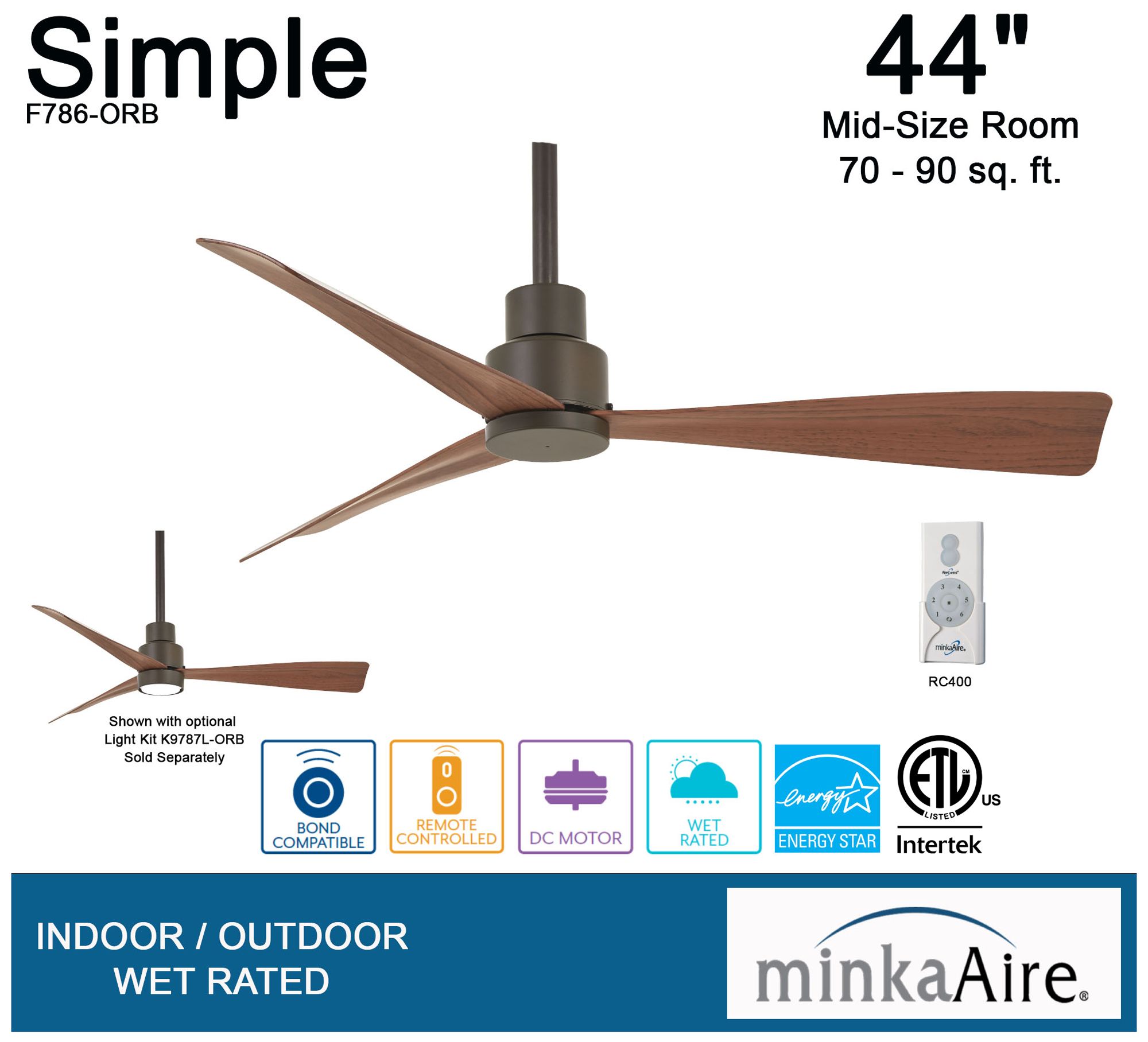 Image 6 Minka Aire Simple 44-inch Oil Rubbed Bronze Outdoor Ceiling Fan more views