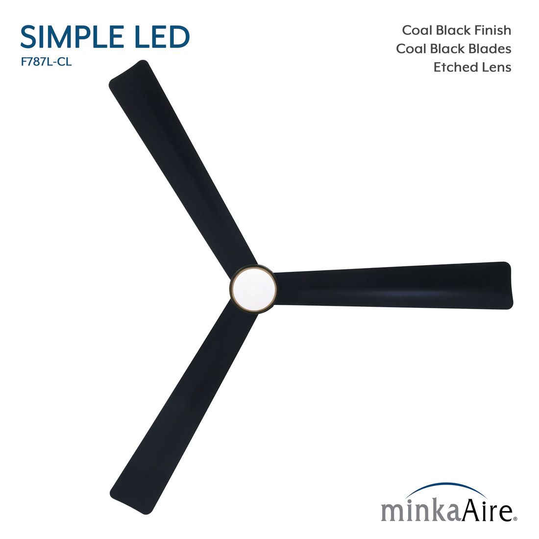 Minka-Aire Simple 52-in LED Coal Black Outdoor 3-Blade Ceiling Fan