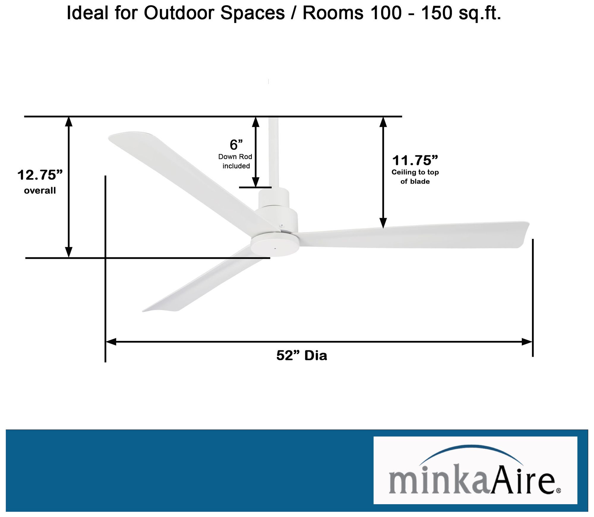Minka Aire Simple 52-inch Flat White Outdoor Ceiling Fan