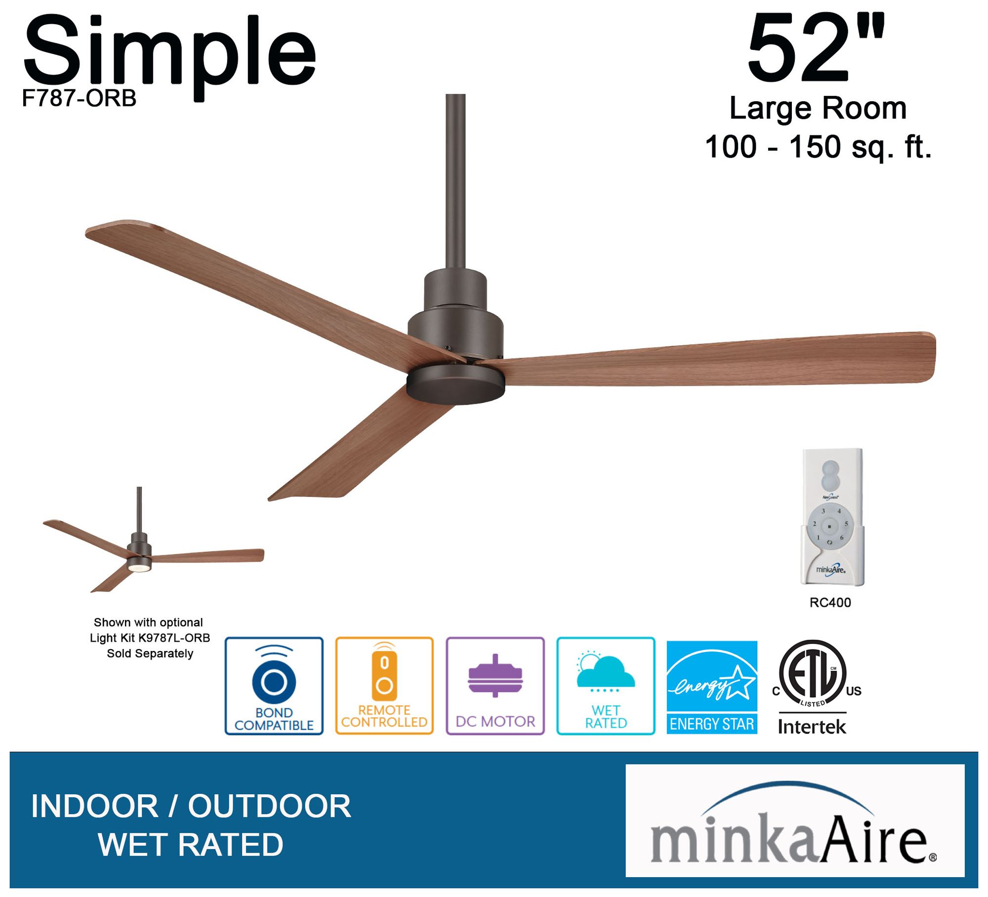 Image 5 Minka Aire Simple 52-inch Oil Rubbed Bronze Outdoor Ceiling Fan more views