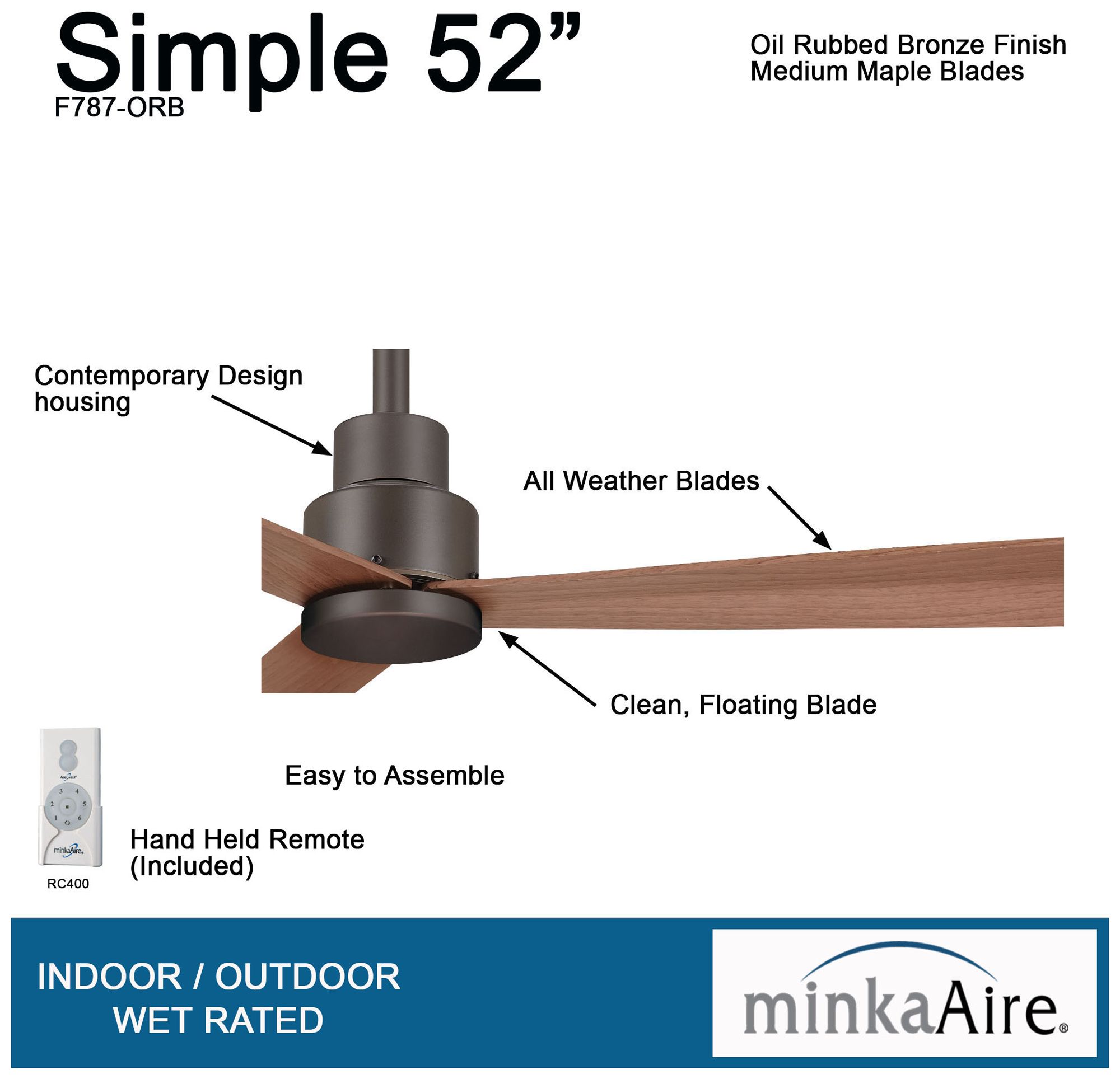 Image 7 Minka Aire Simple 52-inch Oil Rubbed Bronze Outdoor Ceiling Fan more views