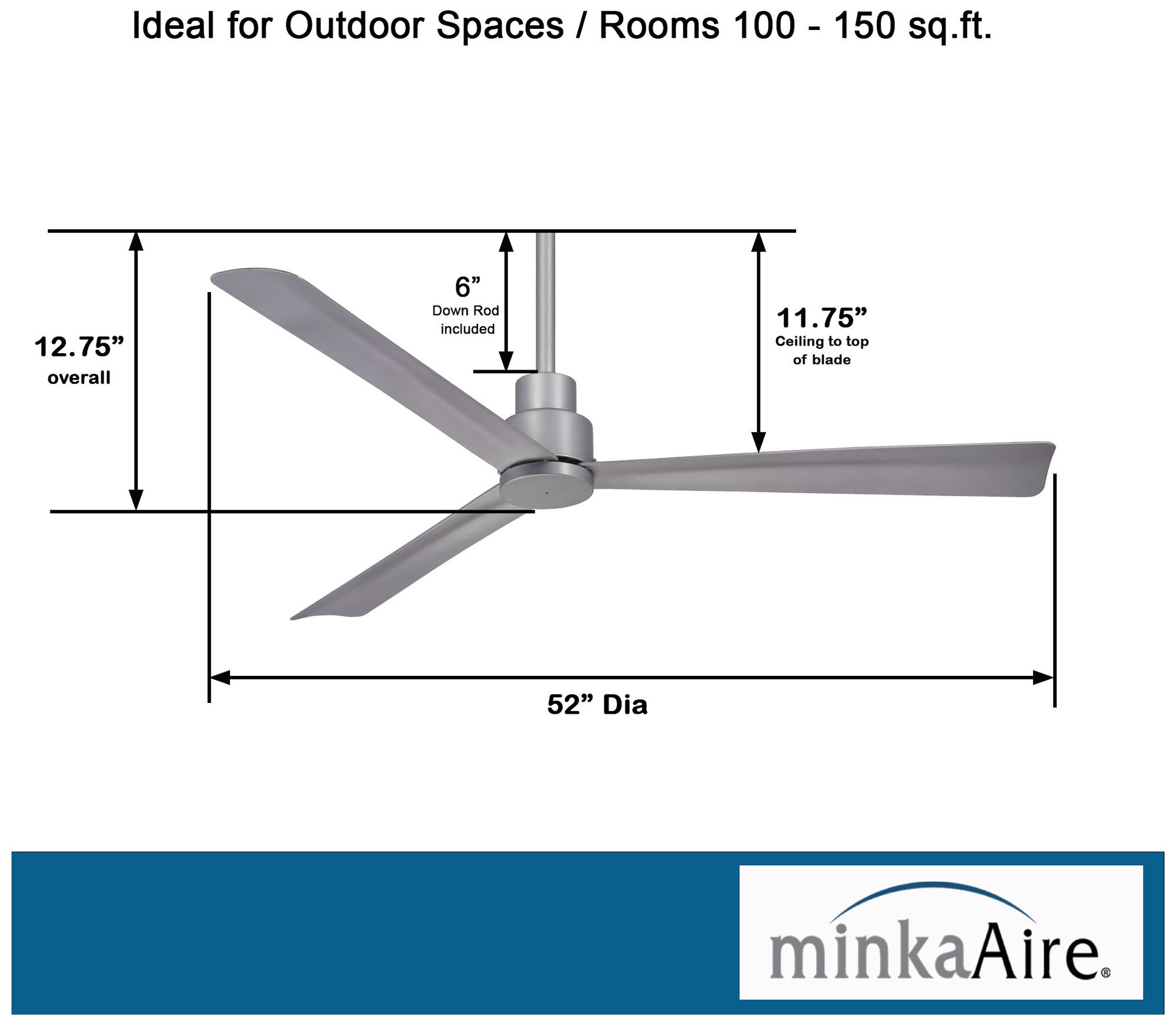 Minka Aire Simple 52-inch Silver Outdoor Ceiling Fan