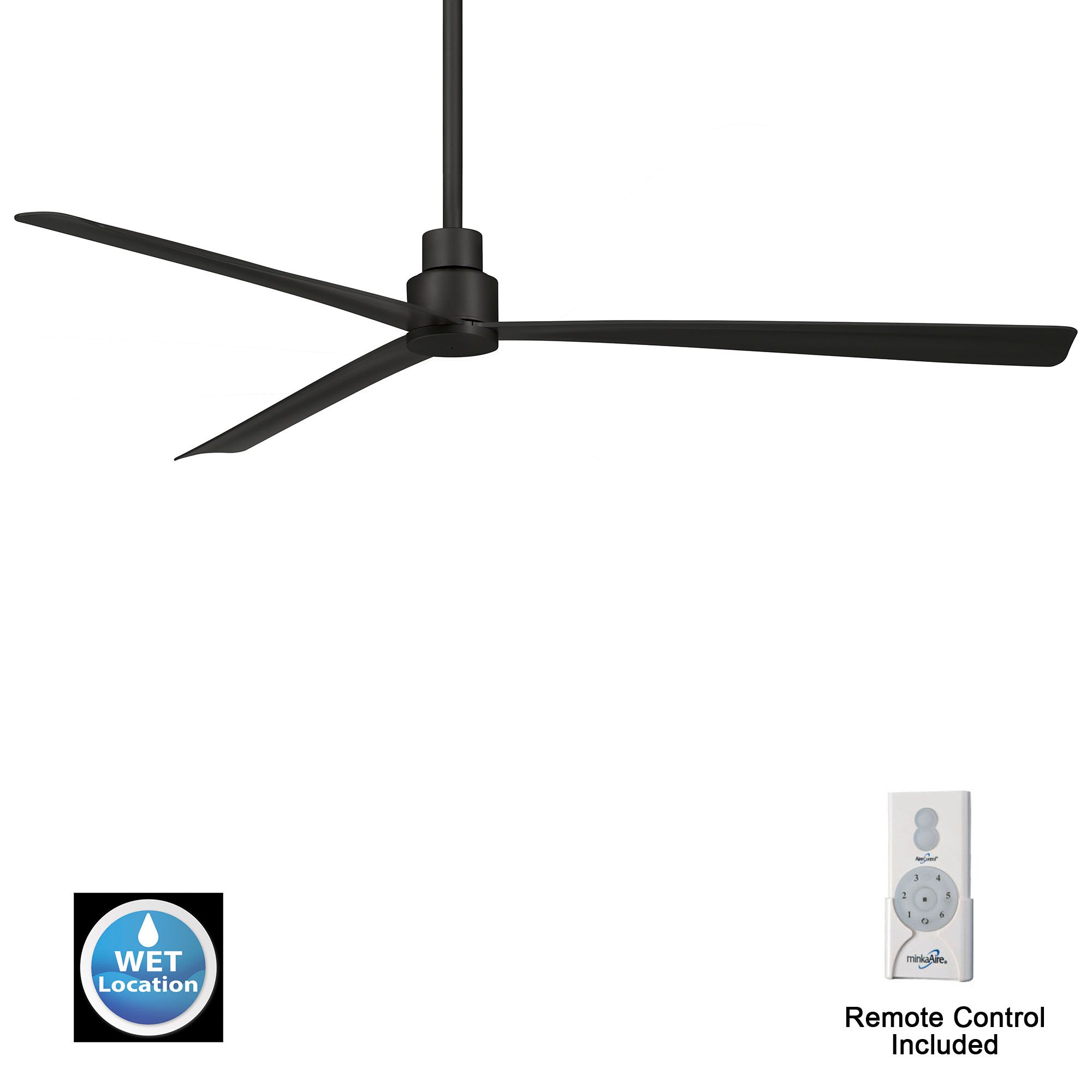 Image 7 Minka-Aire Simple 65-inch LED Coal Black Outdoor Ceiling Fan with Remote more views