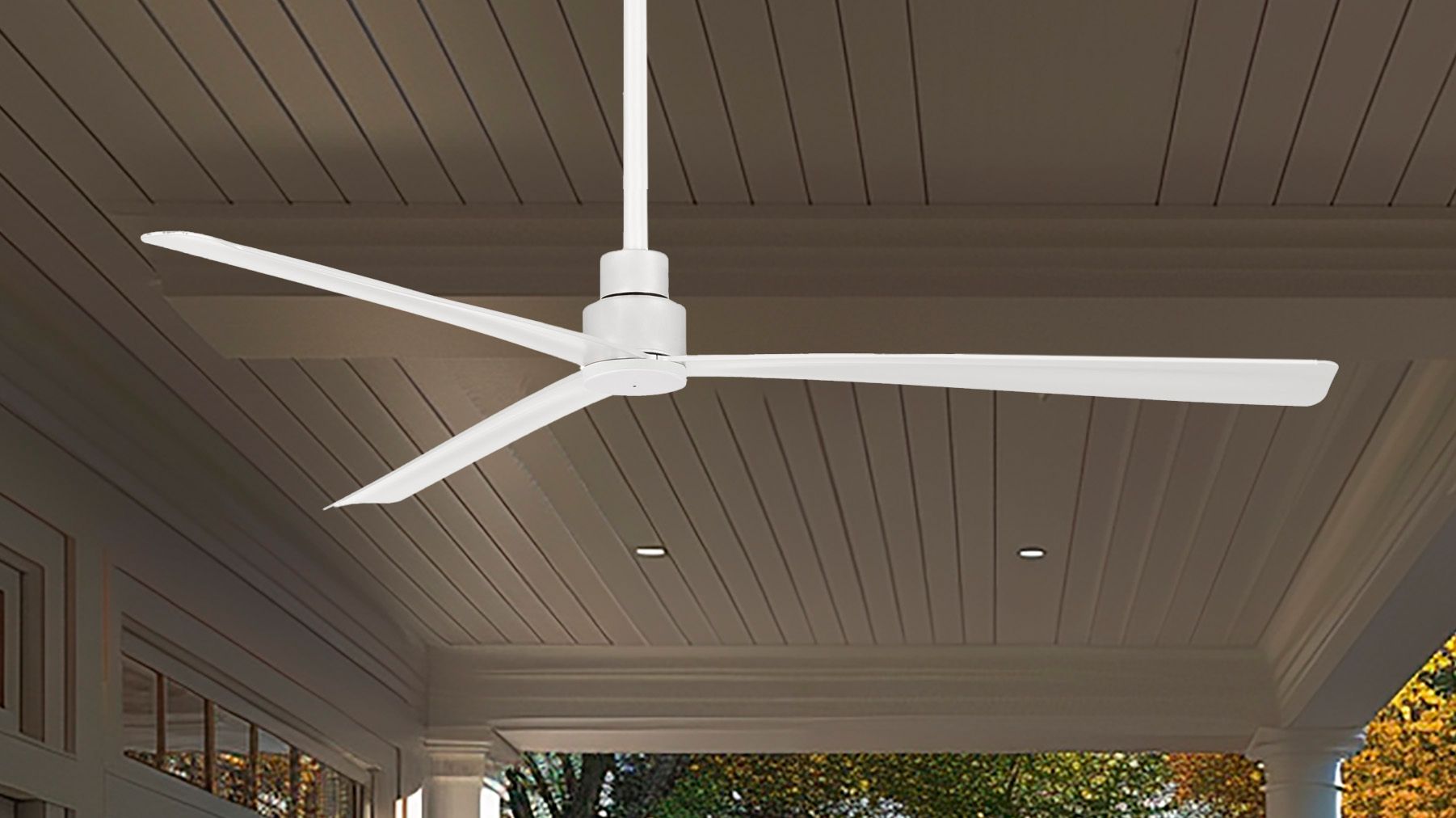 Image 5 Minka-Aire Simple 65-inch LED Flat White Outdoor Ceiling Fan with Remote more views