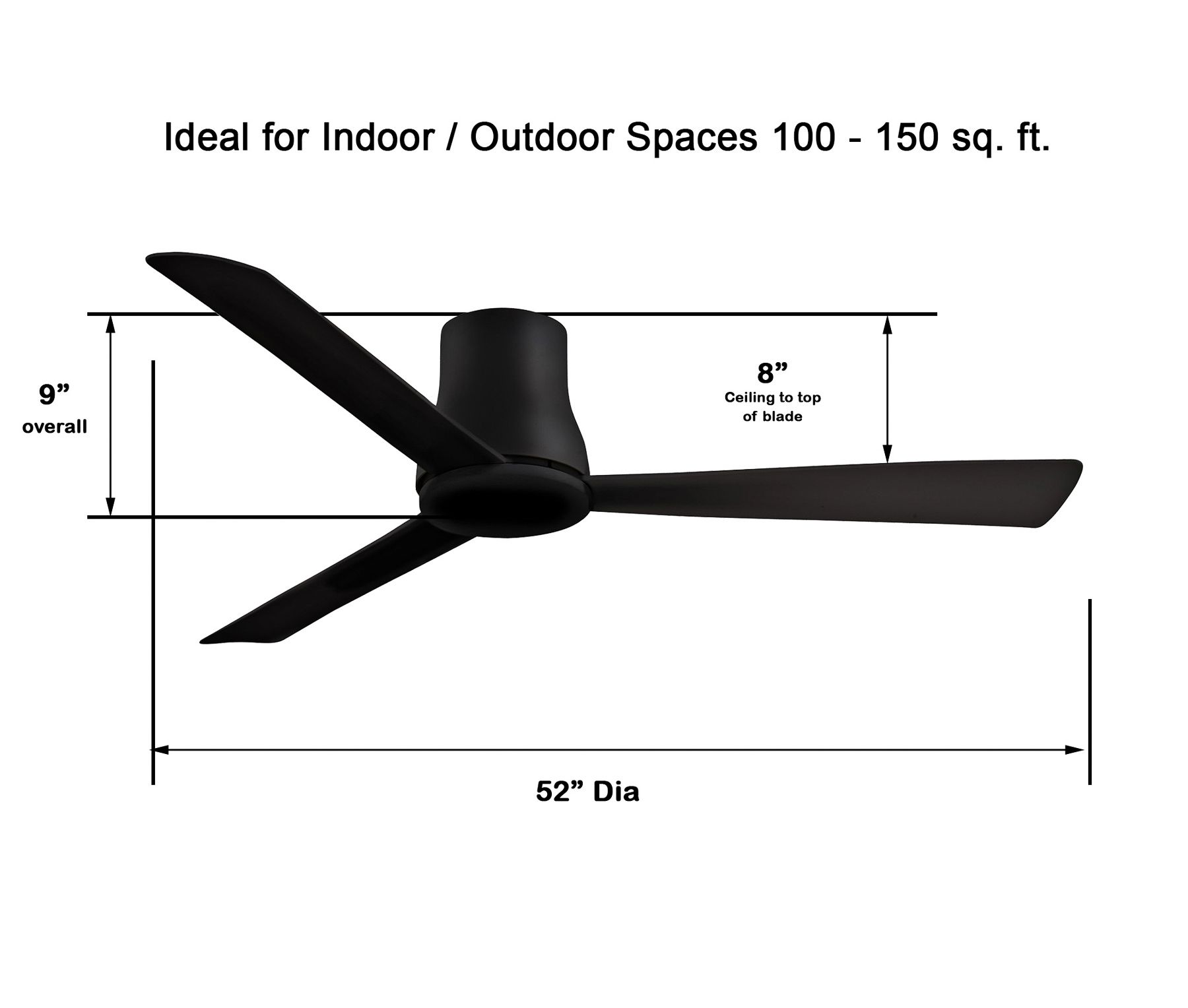 Minka Aire Simple Flush 52-Inch Black Hugger Ceiling Fan in scene