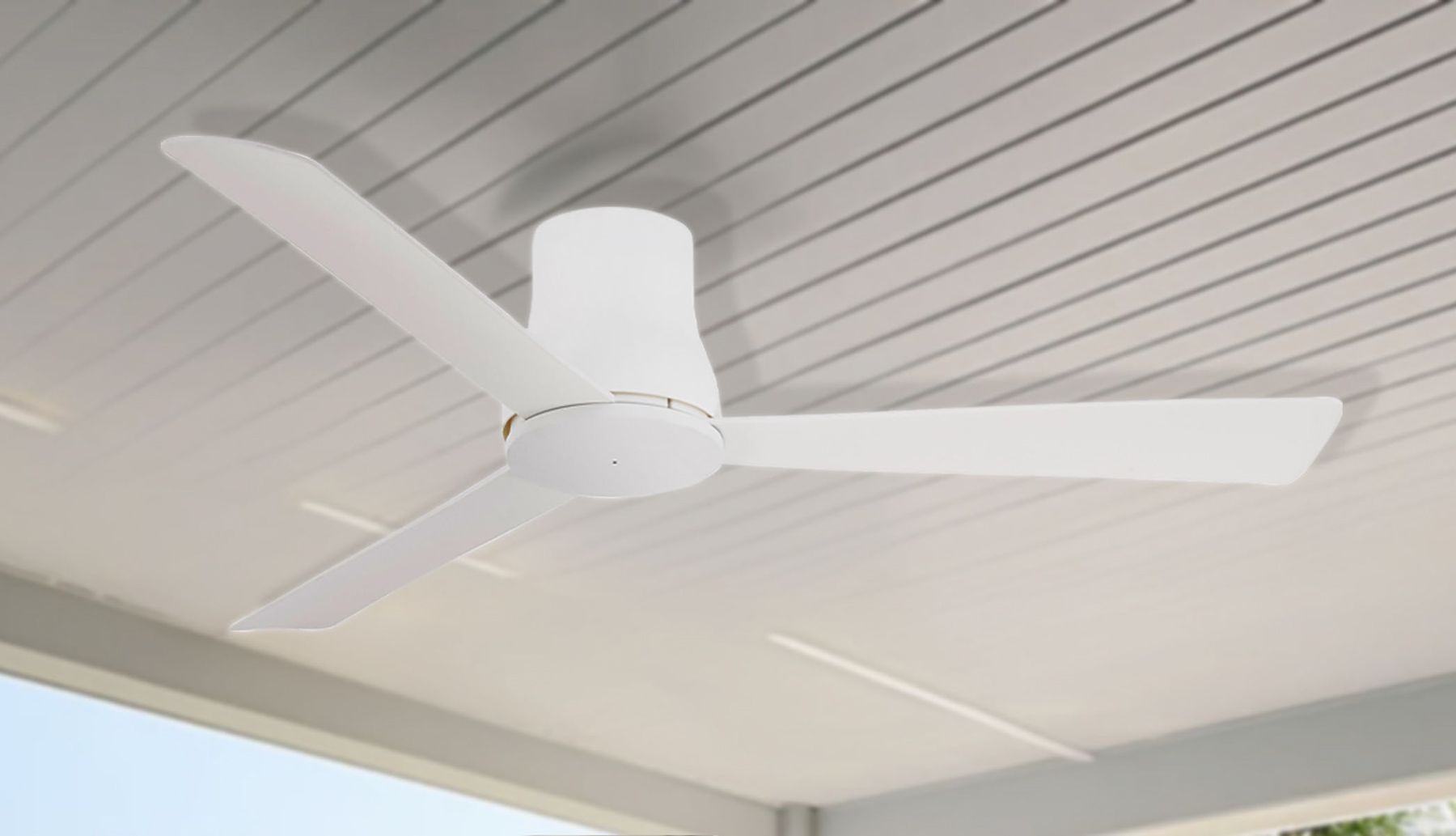 Minka Aire Simple Flush 52-Inch Flat White Hugger Ceiling Fan in scene