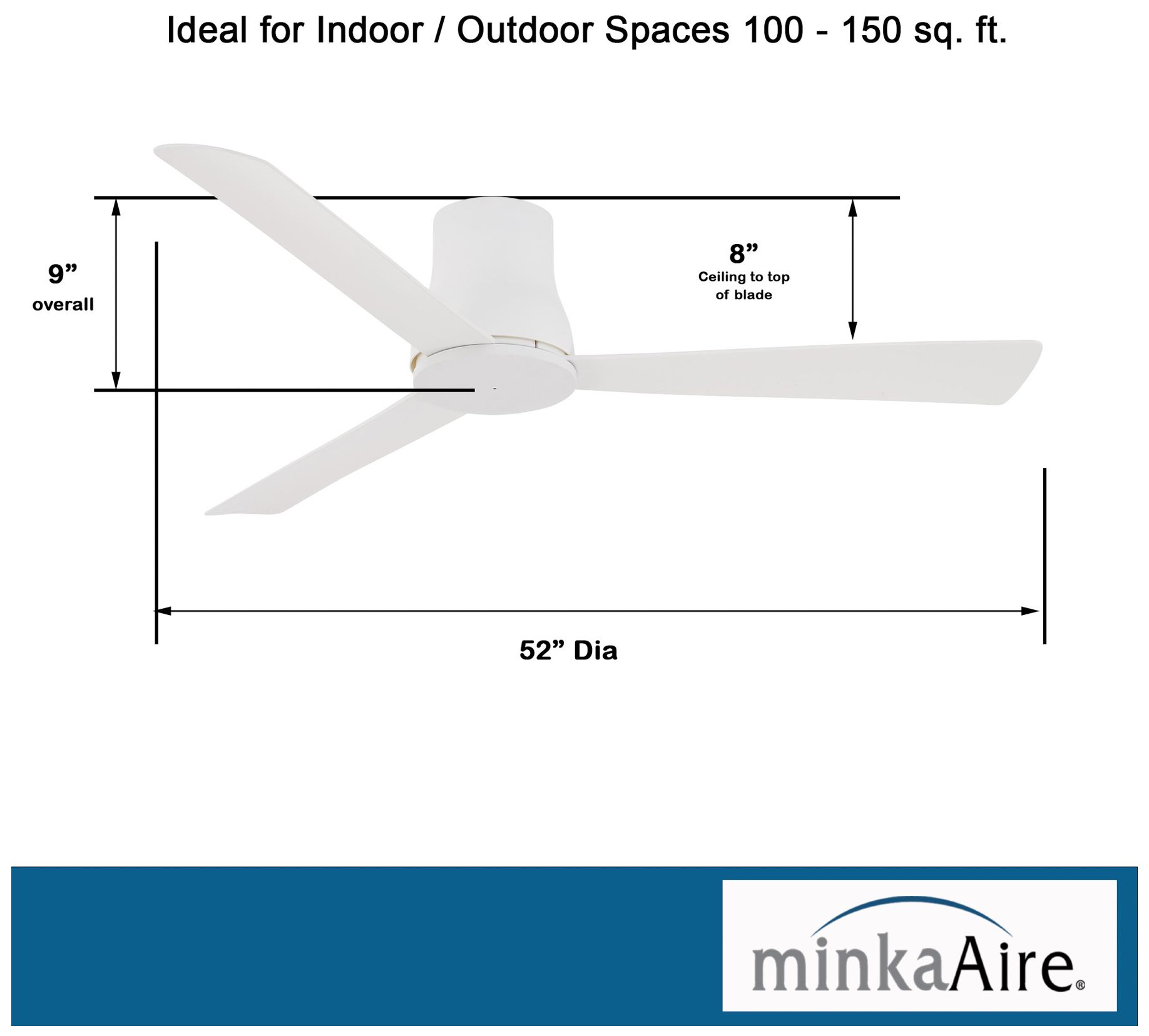 Minka Aire Simple Flush 52-Inch Flat White Hugger Ceiling Fan in scene