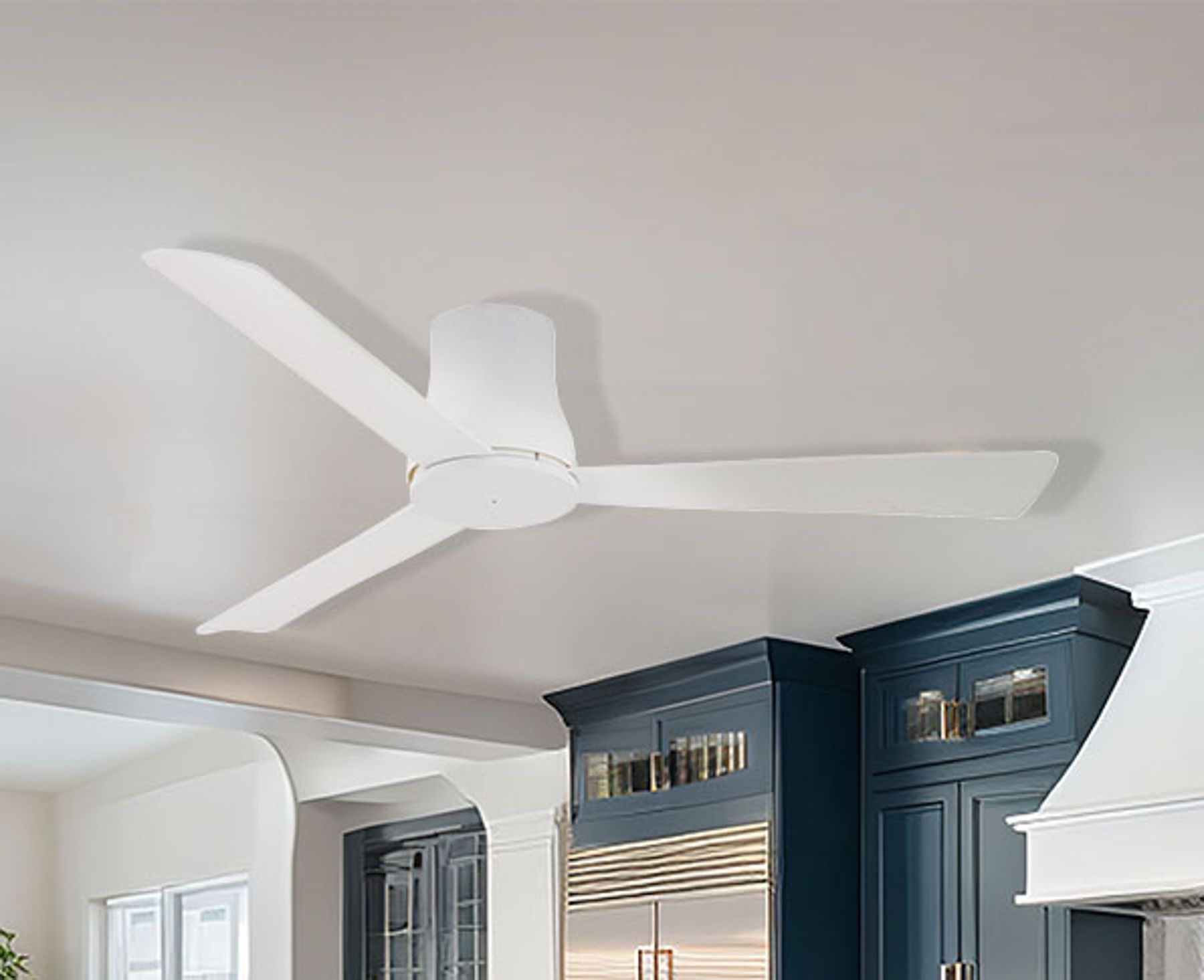 Minka Aire Simple Flush 52-Inch Flat White Hugger Ceiling Fan in scene