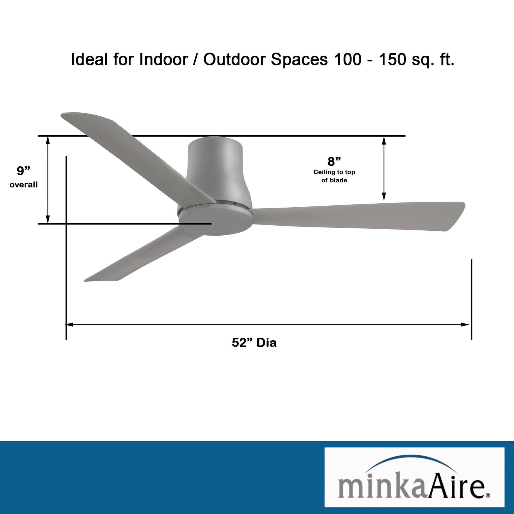 Minka Aire Simple Flush 52-Inch Grey Hugger Ceiling Fan in scene