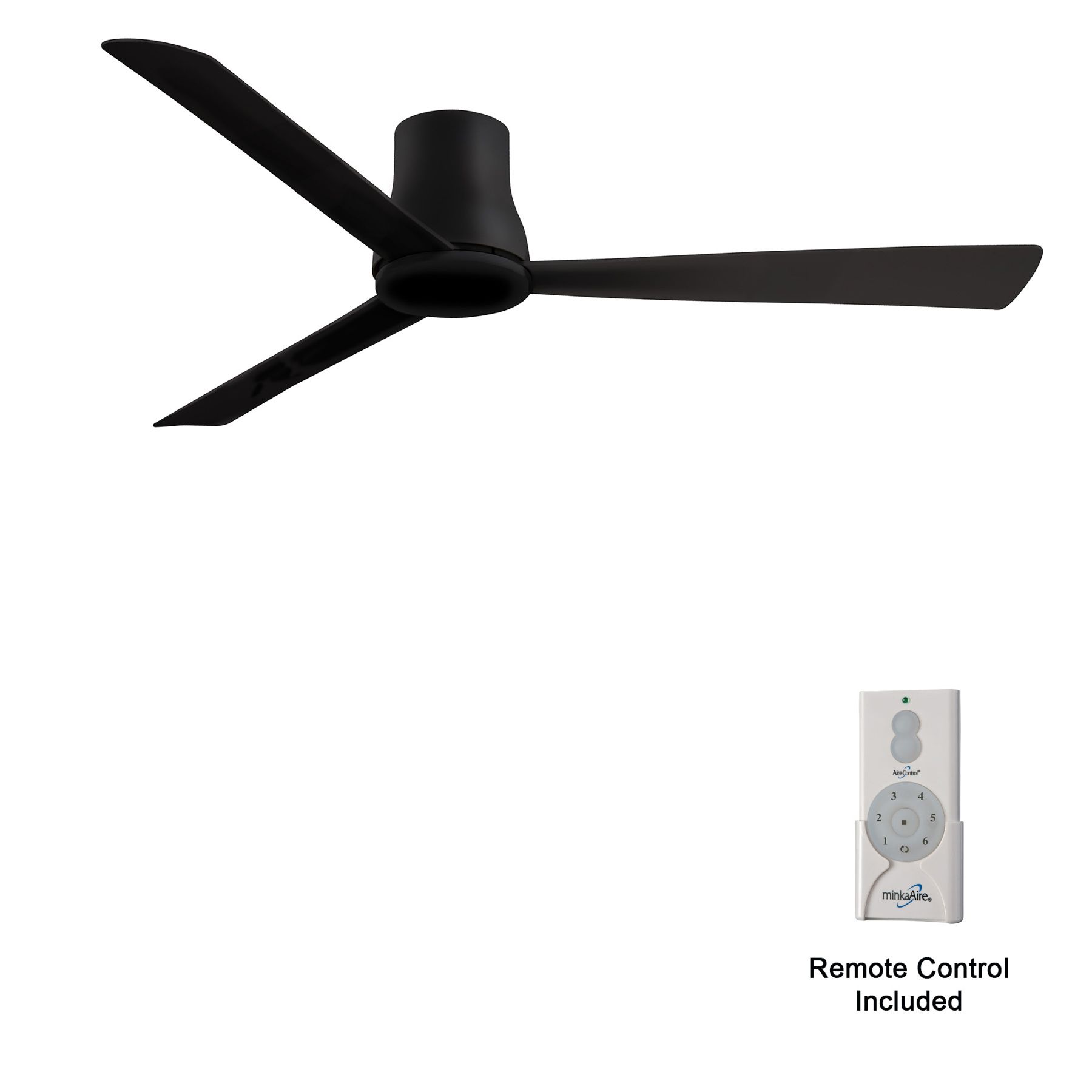 Minka Aire Simple Flush 60-Inch Black Hugger Ceiling Fan in scene
