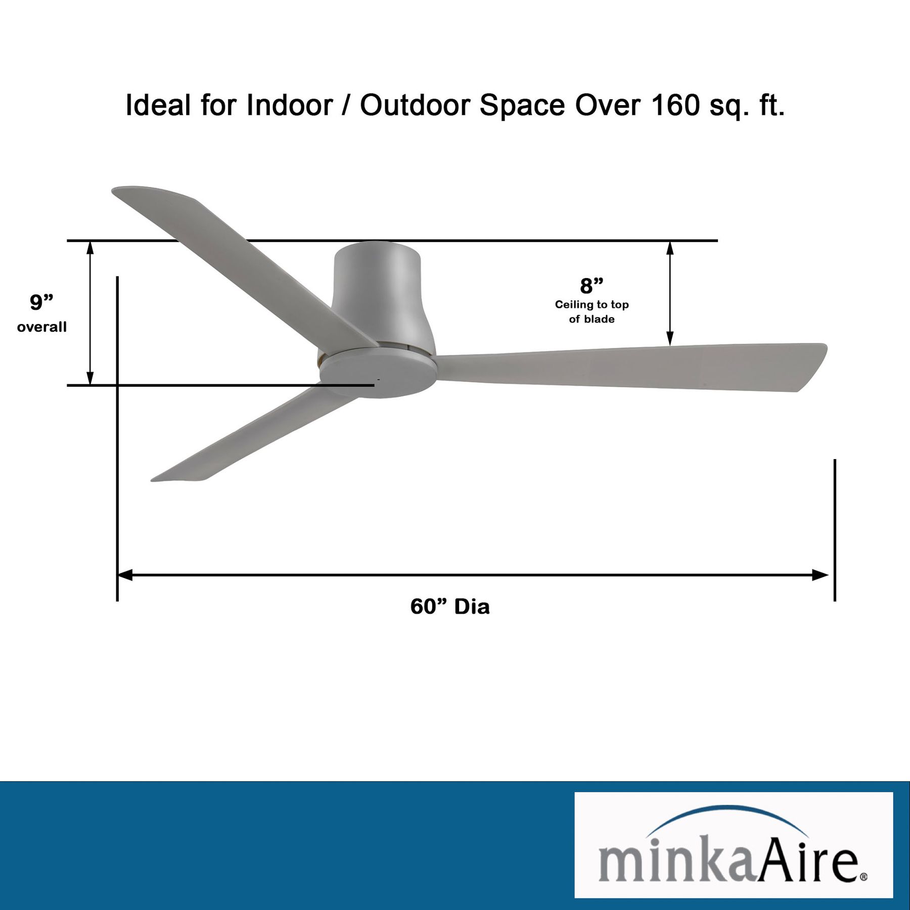Minka Aire Simple Flush 60-Inch Grey Hugger Ceiling Fan in scene