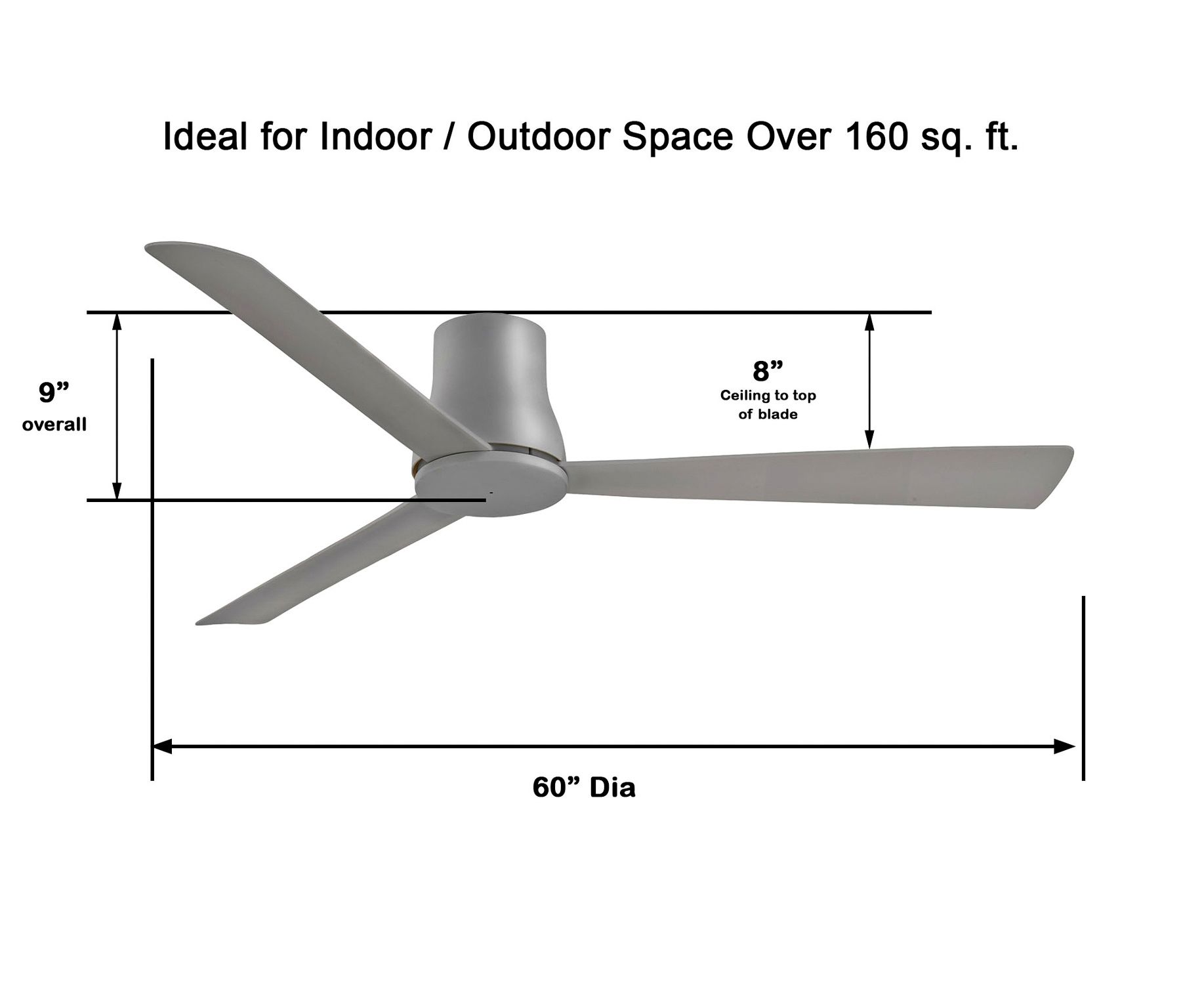Minka Aire Simple Flush 60-Inch Grey Hugger Ceiling Fan in scene