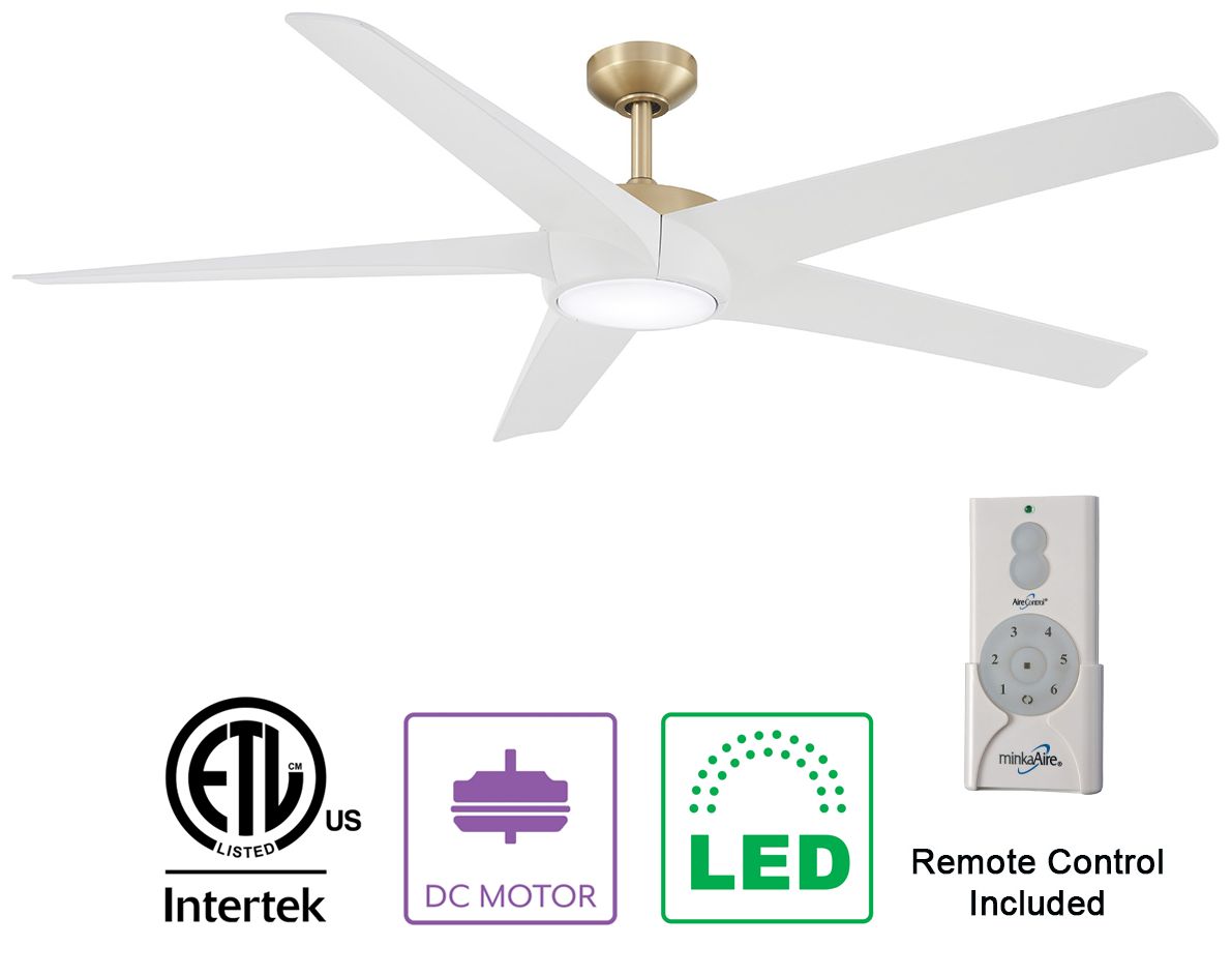 Image 5 Minka-Aire Skymaster 64-inch LED Indoor Soft Brass Ceiling Fan more views